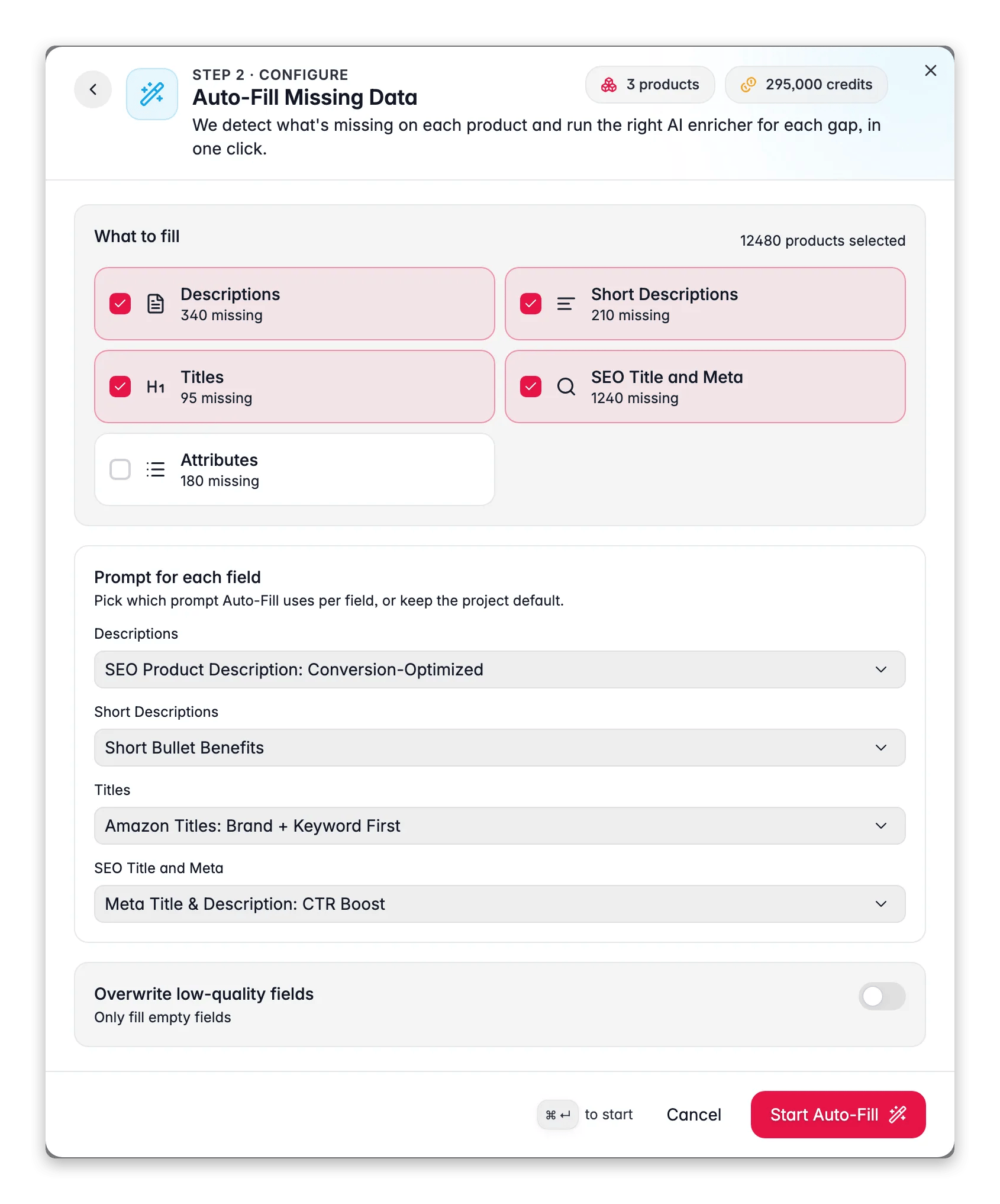 Auto-Fill missing data in WISEPIM, detects content gaps and fills them in one run