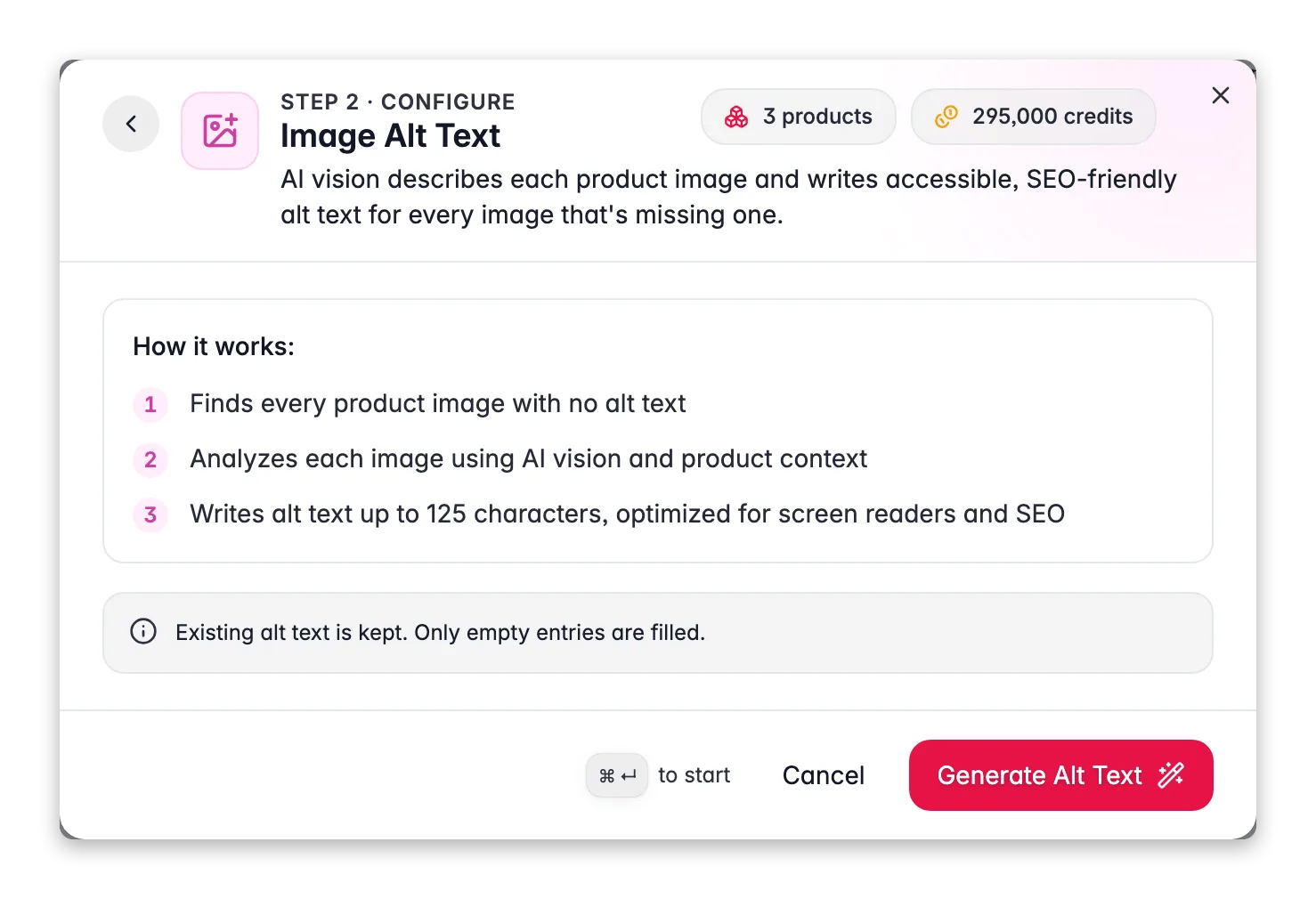 Image Alt Text enrichment in WISEPIM, AI vision writes alt text for product images
