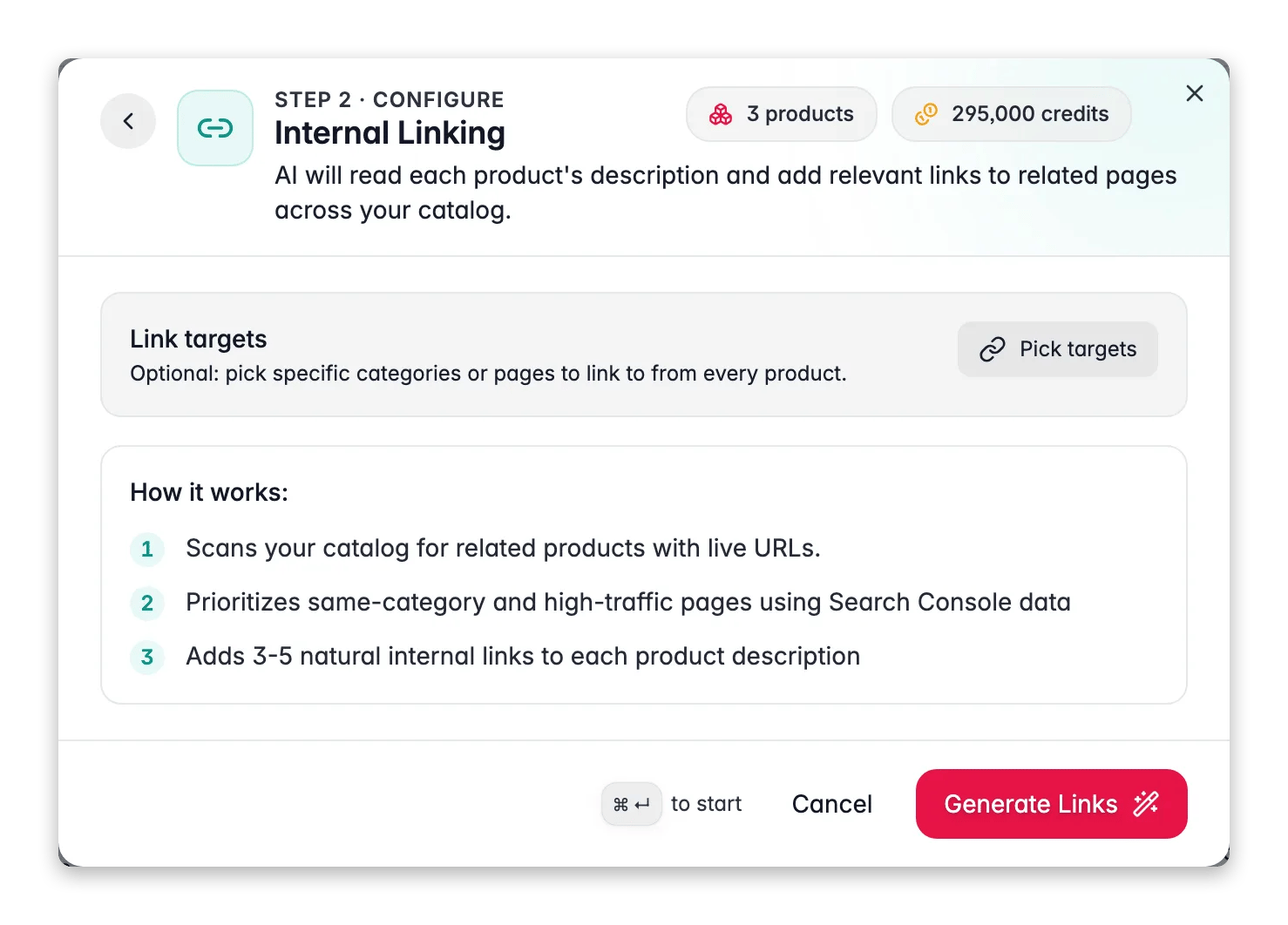 Internal Linking enrichment in WISEPIM, AI adds contextual links to product descriptions