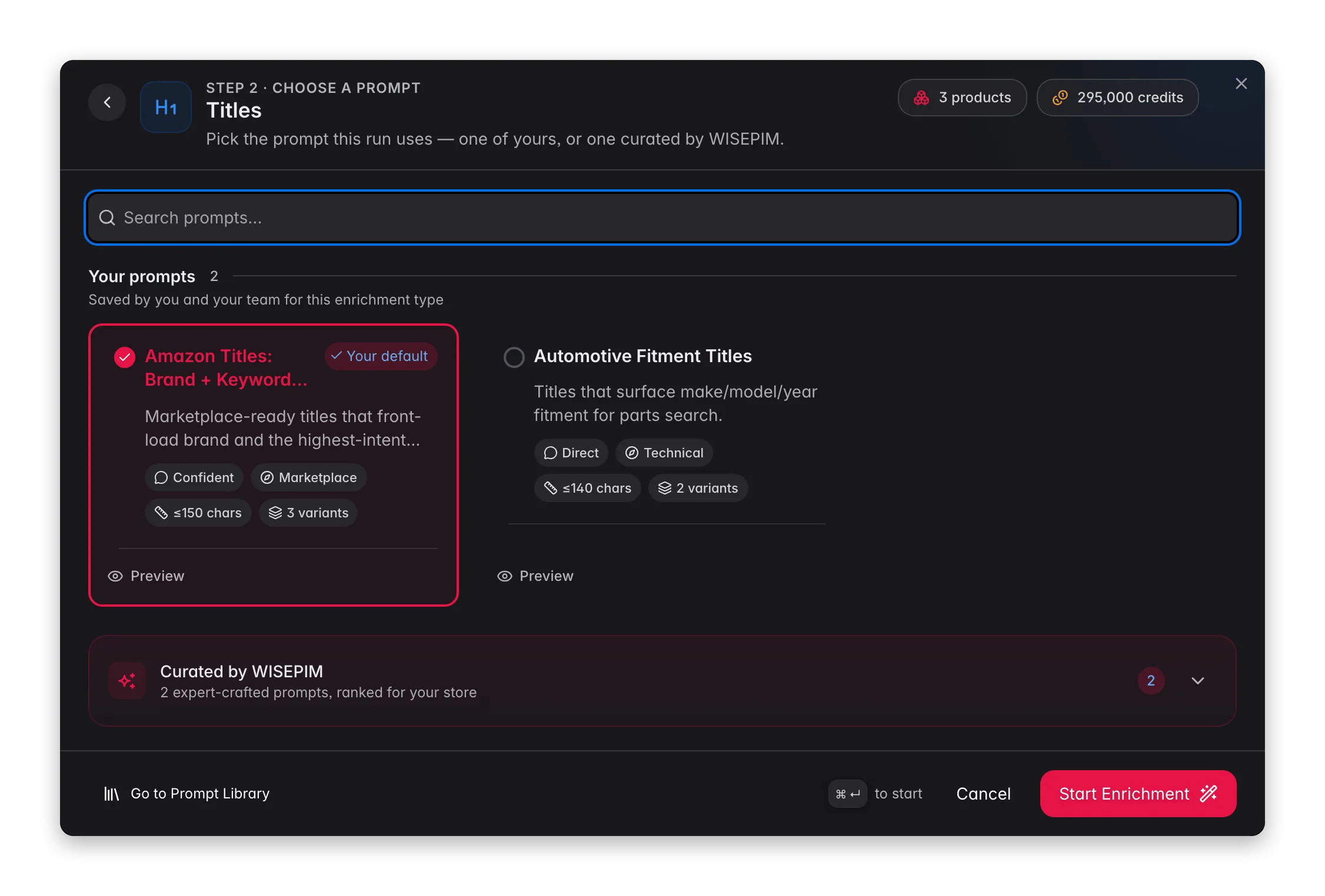 Enriching product titles with AI in WISEPIM