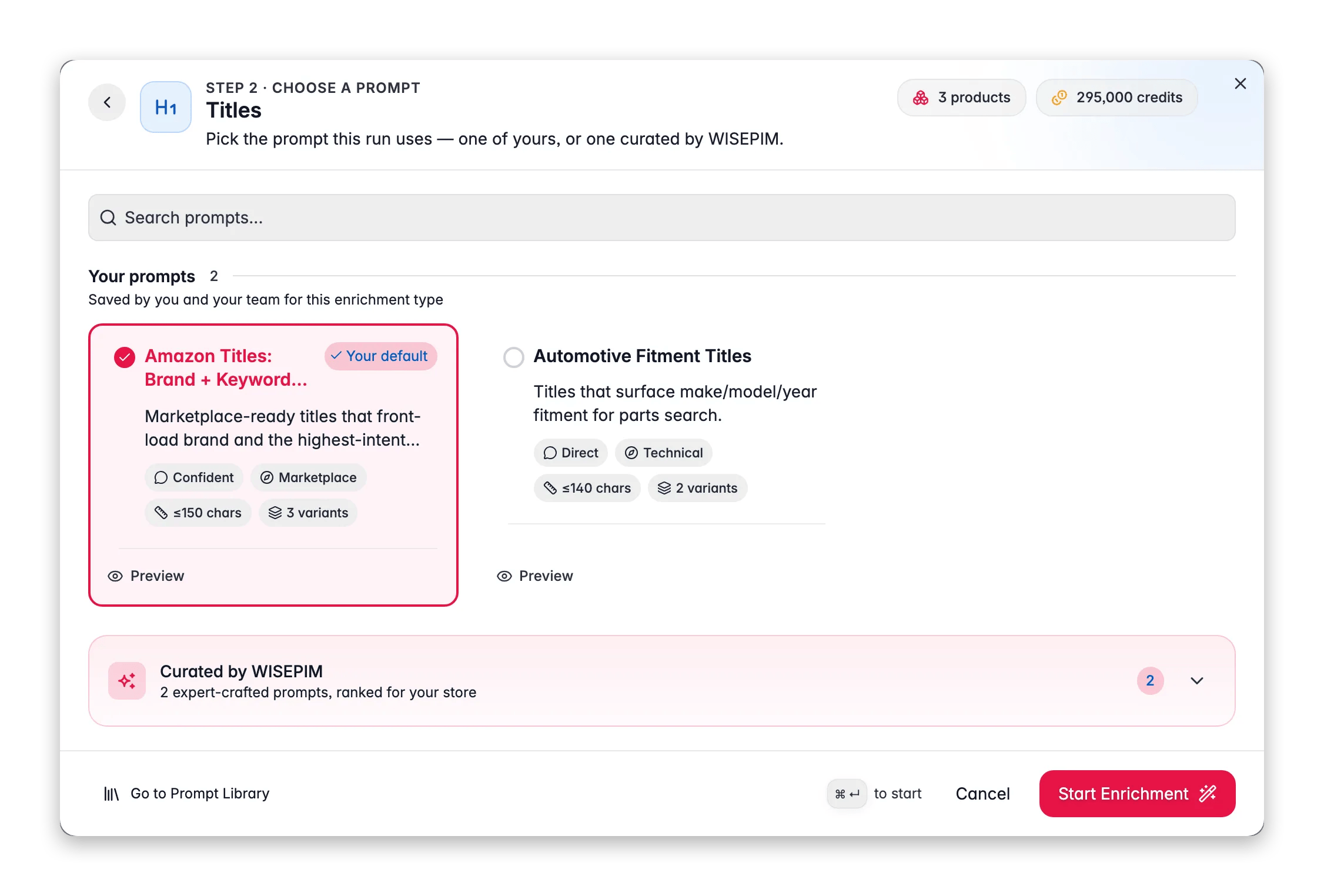 Enriching product titles with AI in WISEPIM