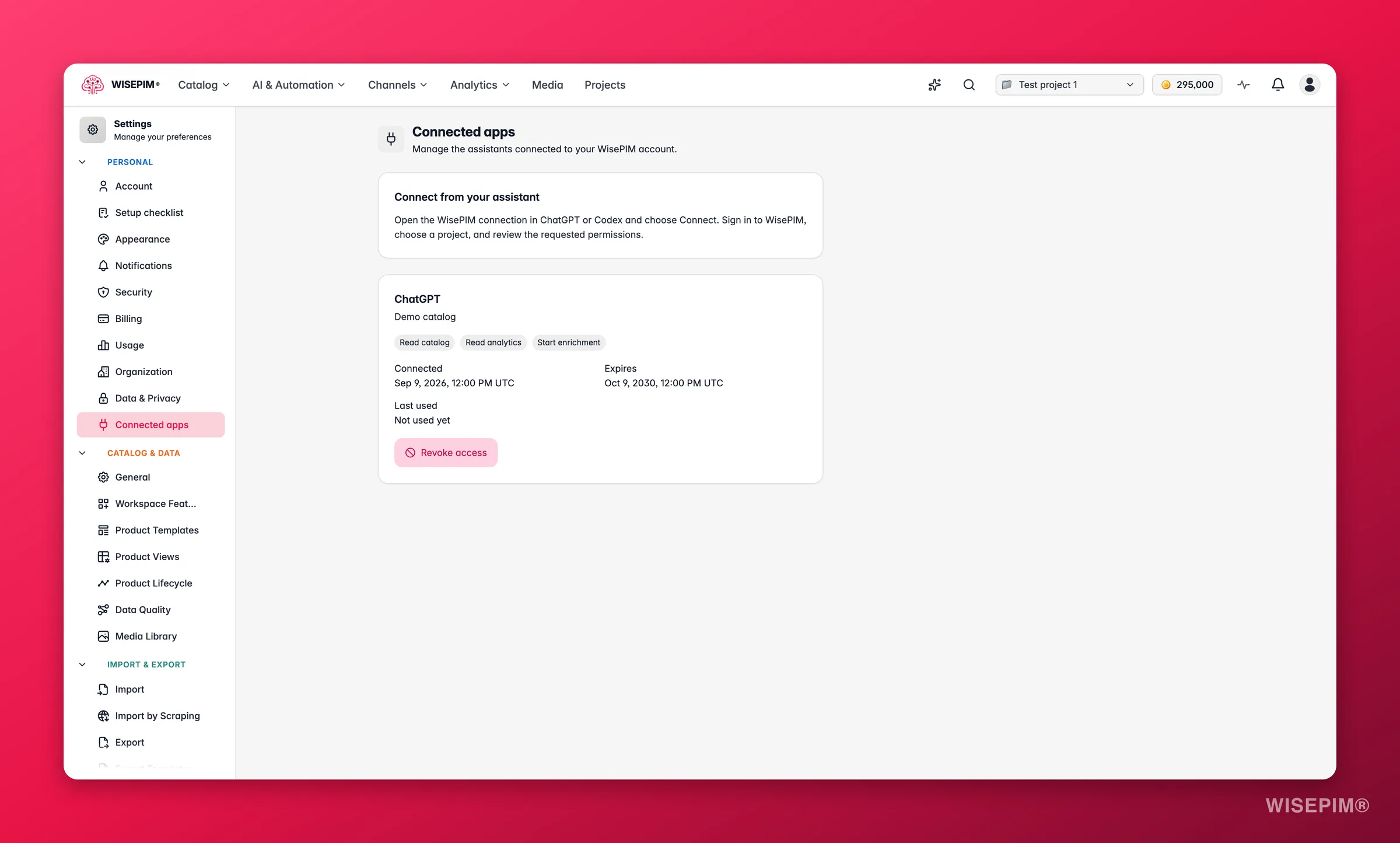 Verbonden WISEPIM-assistenten met projectmachtigingen en het intrekken van toegang