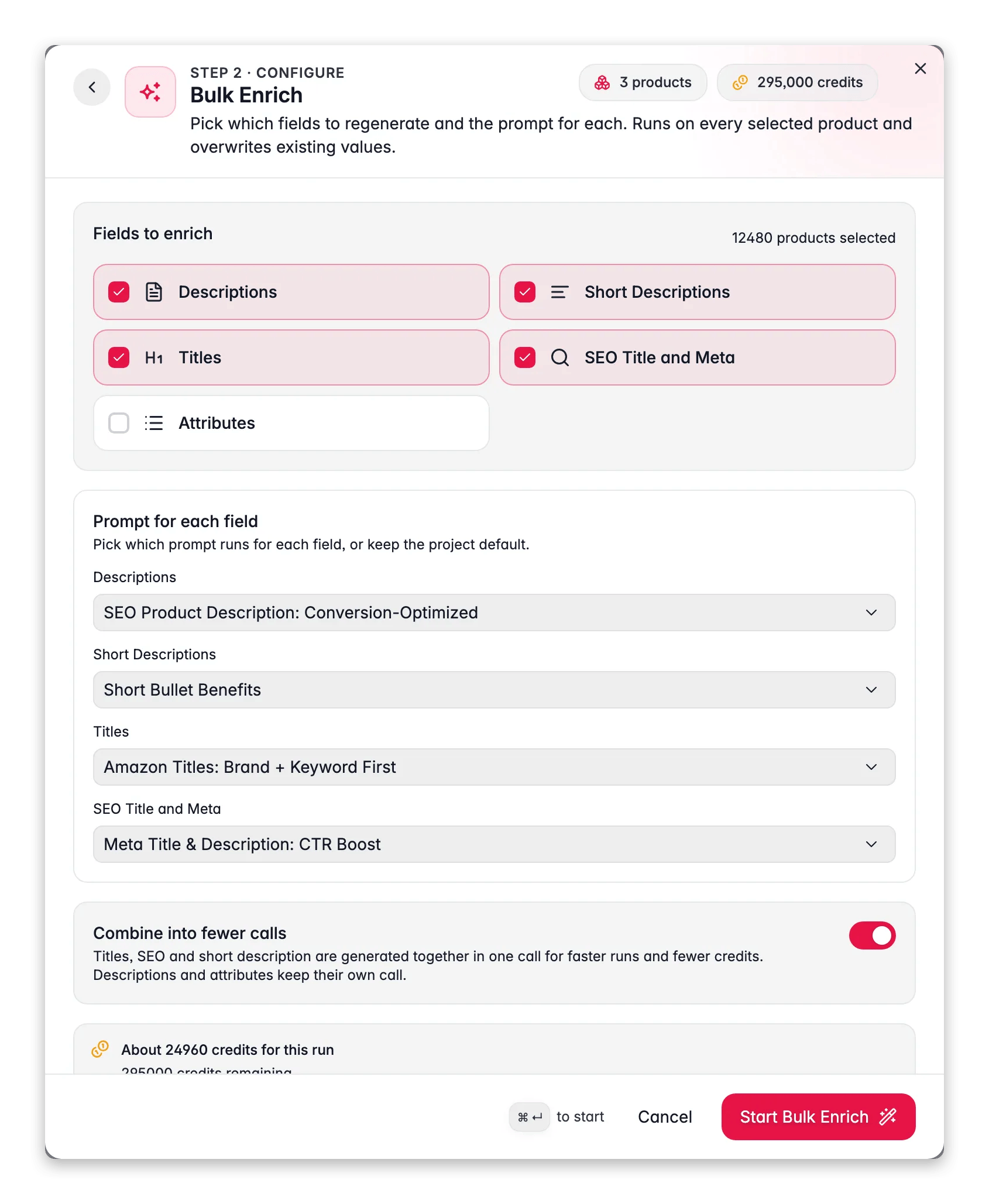 Enriching products with AI - bulk enrich in WISEPIM