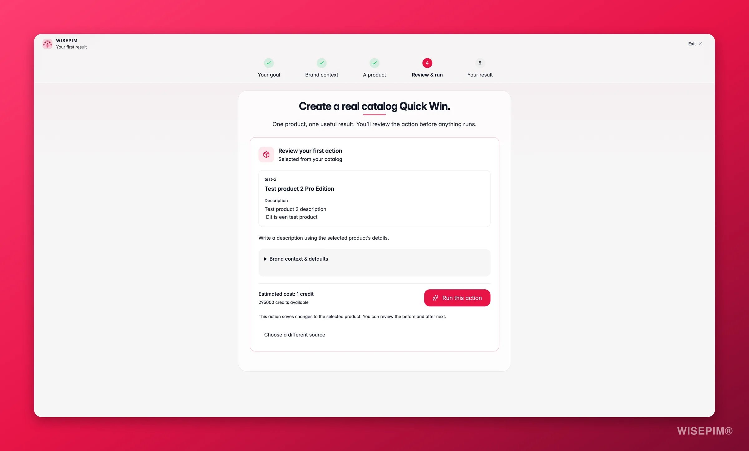 WISEPIM Quick Win, AI verrijkt voorbeeldproducten live met voortgang per item