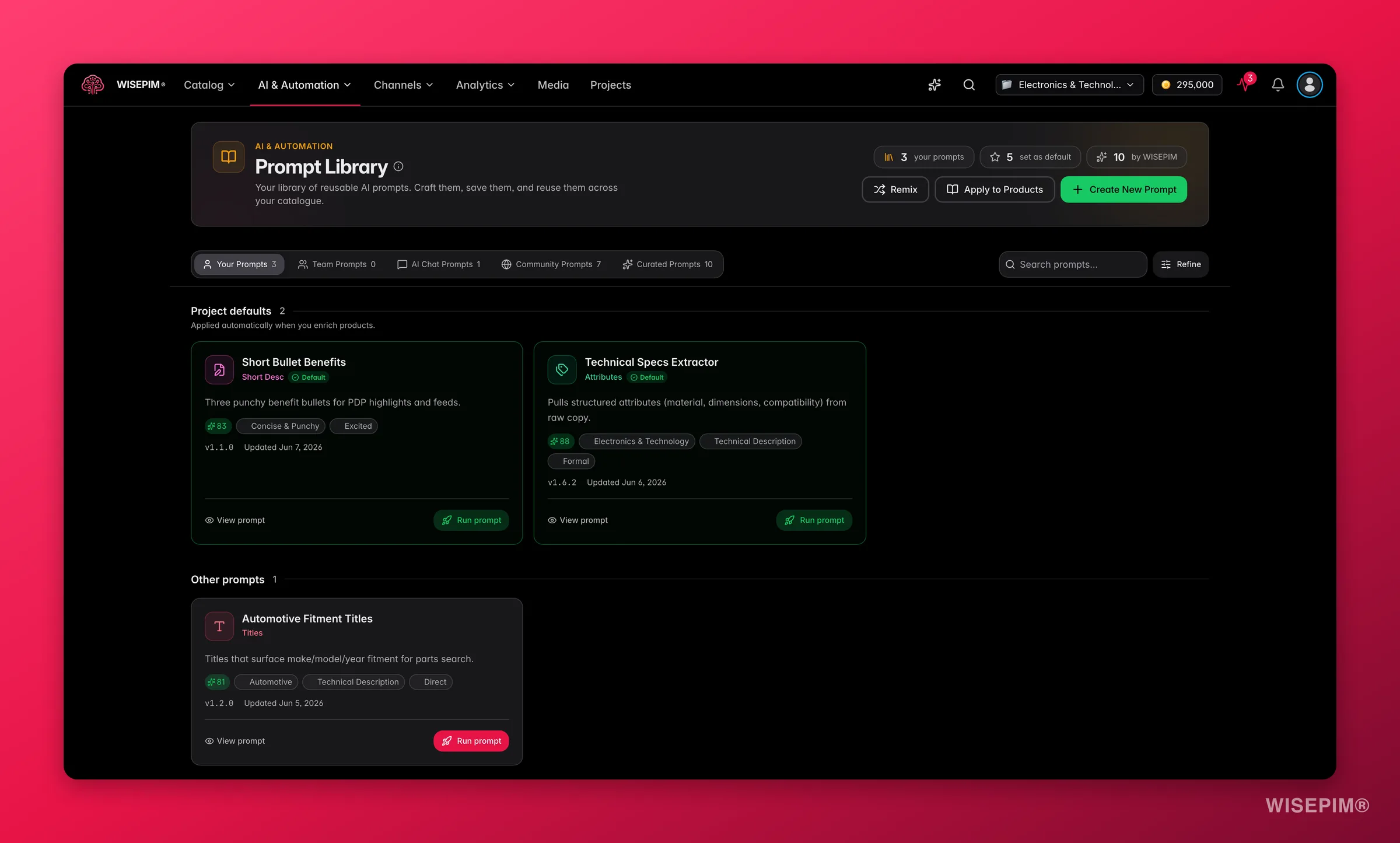 WISEPIM prompt library with reusable enrichment templates
