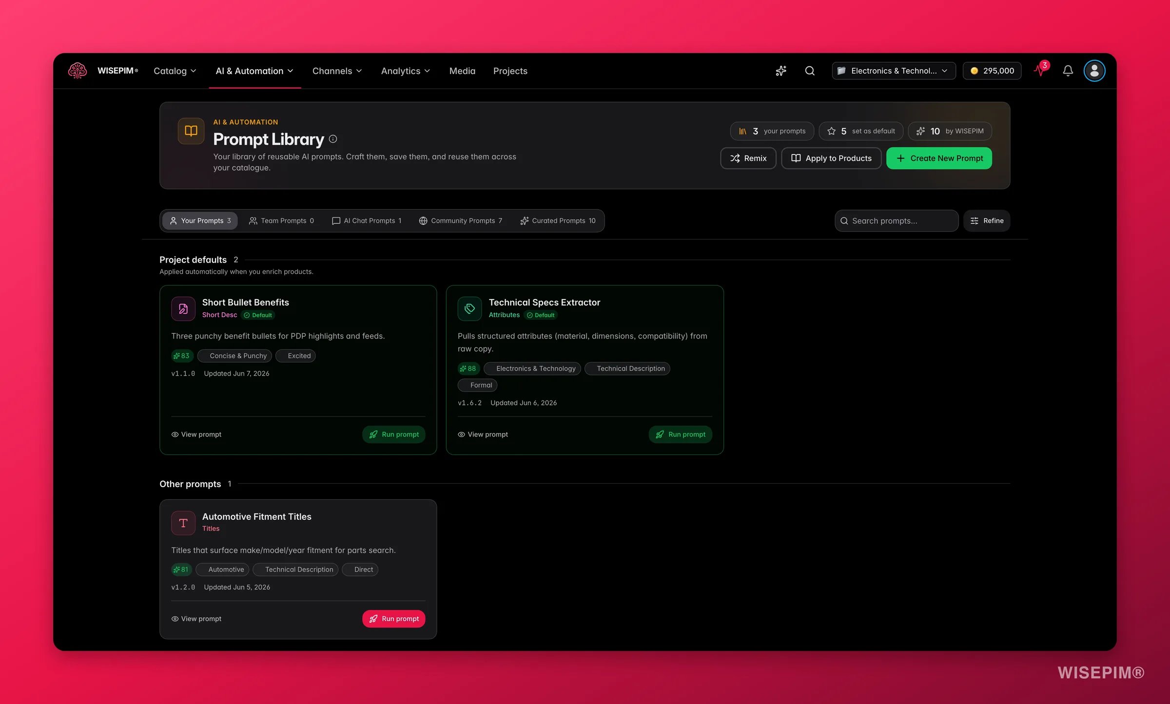 WISEPIM prompt library with reusable enrichment templates