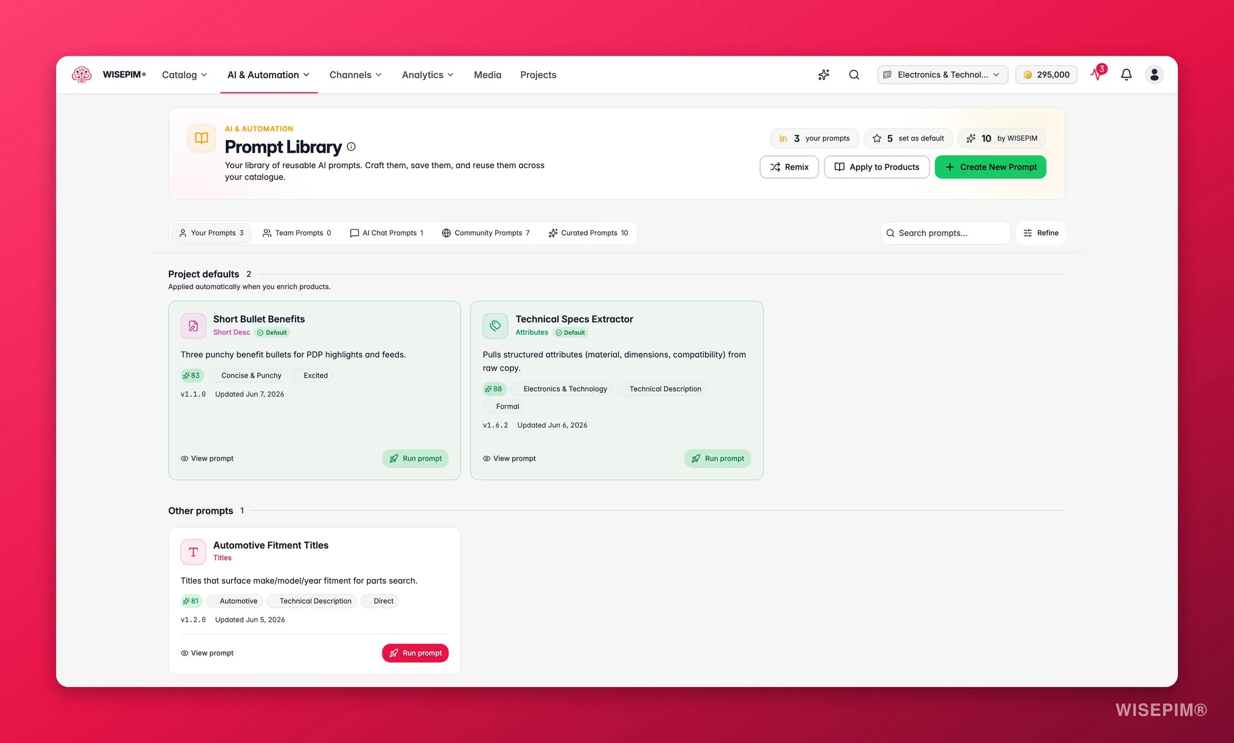 WISEPIM prompt library with reusable enrichment templates