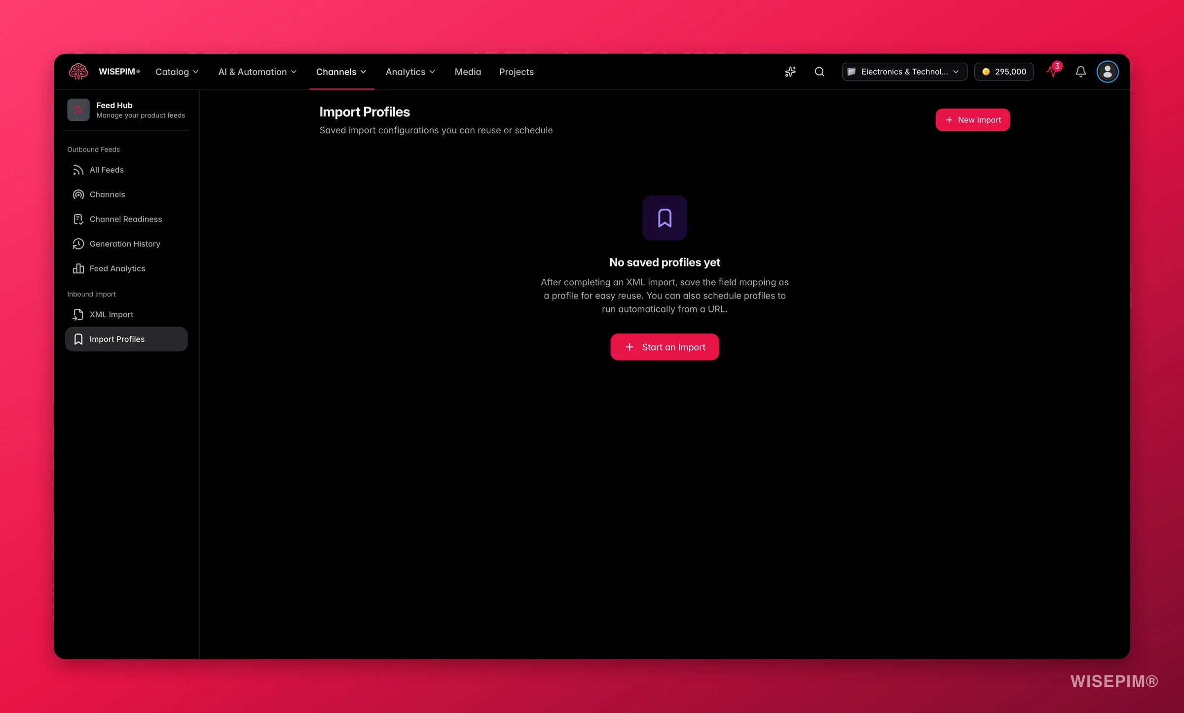 WISEPIM Feed Hub feed profiles with field mapping and rules