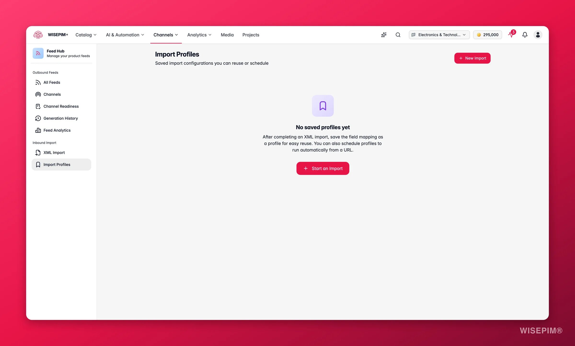 WISEPIM Feed Hub feed profiles with field mapping and rules