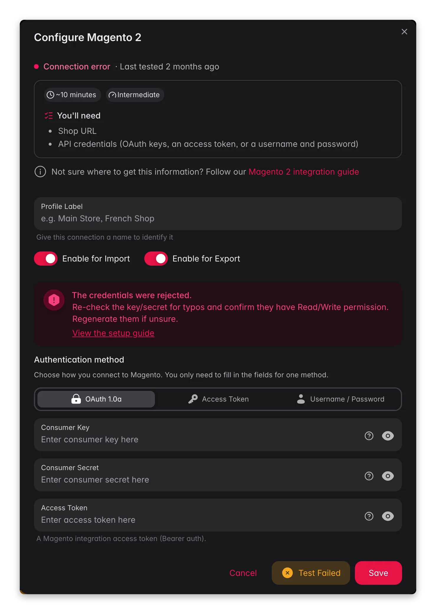 Connecting Magento 2 to WISEPIM, credentials, locale mapping and a live connection test