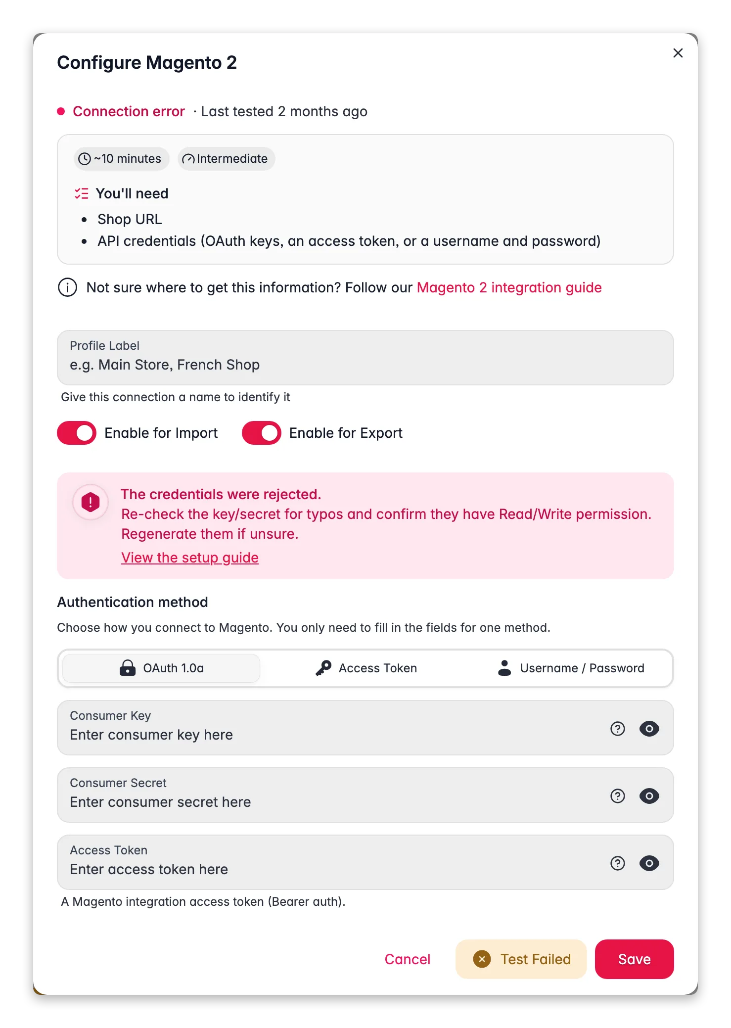 Connecting Magento 2 to WISEPIM, credentials, locale mapping and a live connection test