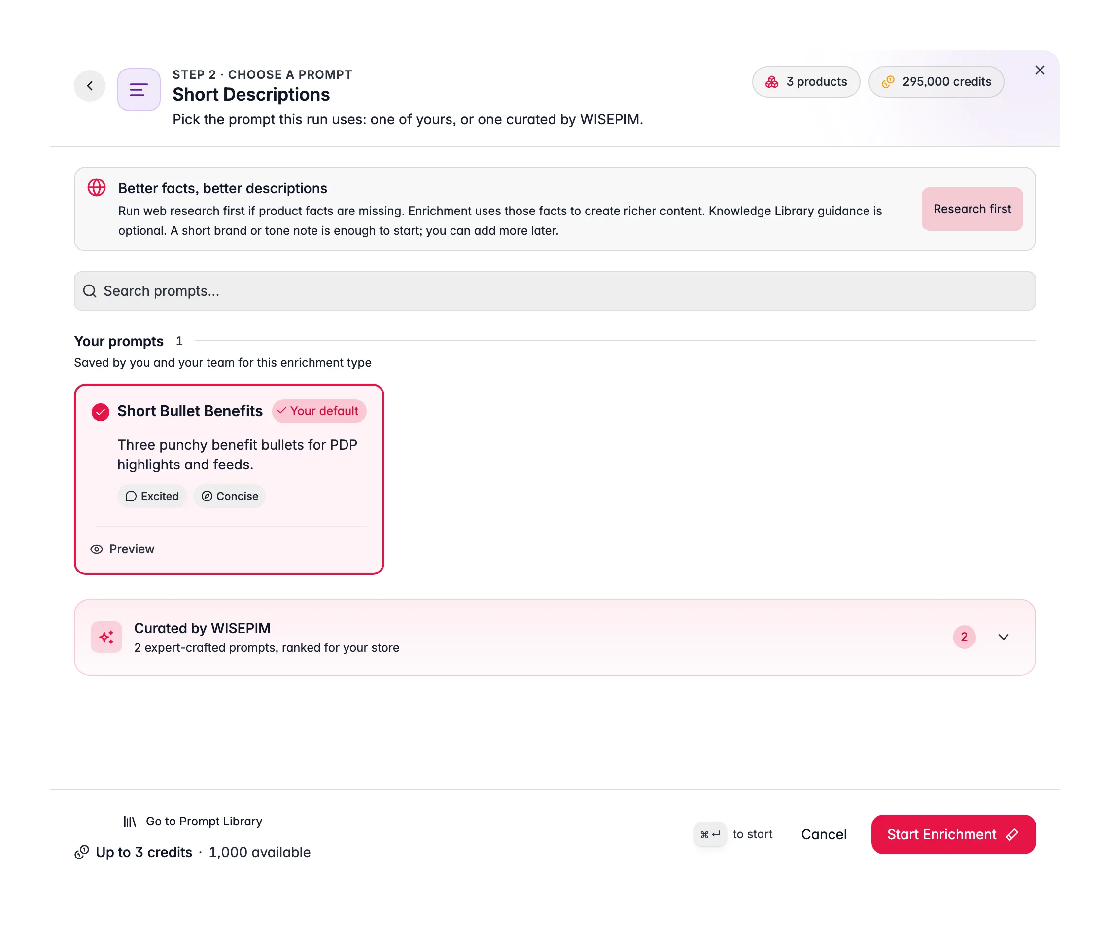 Enriqueciendo descripciones cortas de producto con AI en WISEPIM