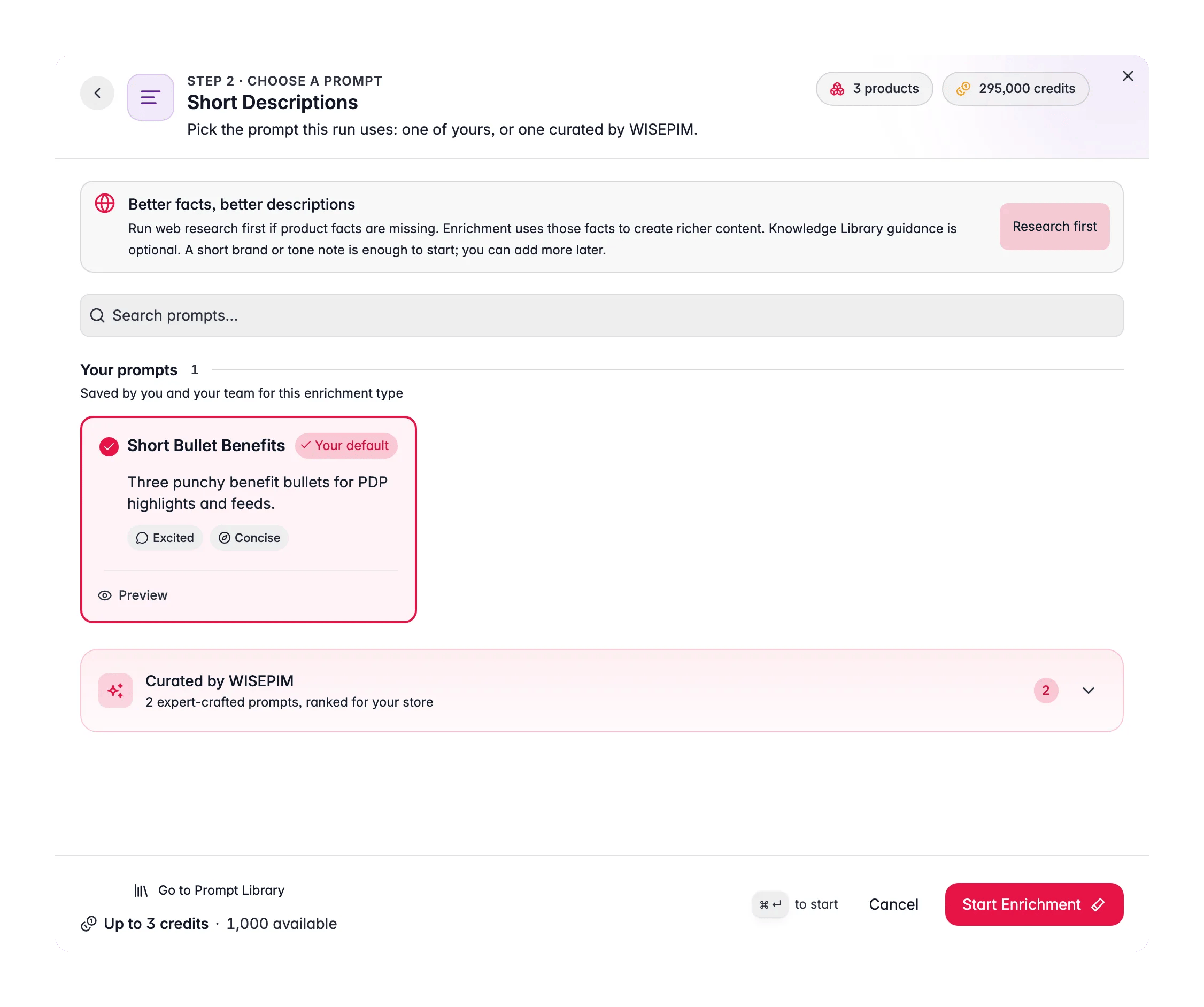 Enriqueciendo descripciones cortas de producto con AI en WISEPIM