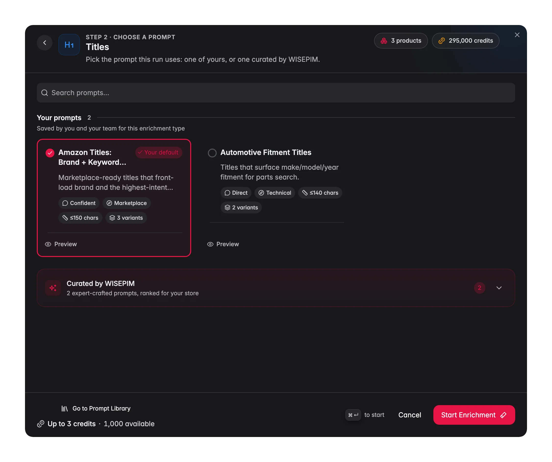 Enriching product titles with AI in WISEPIM