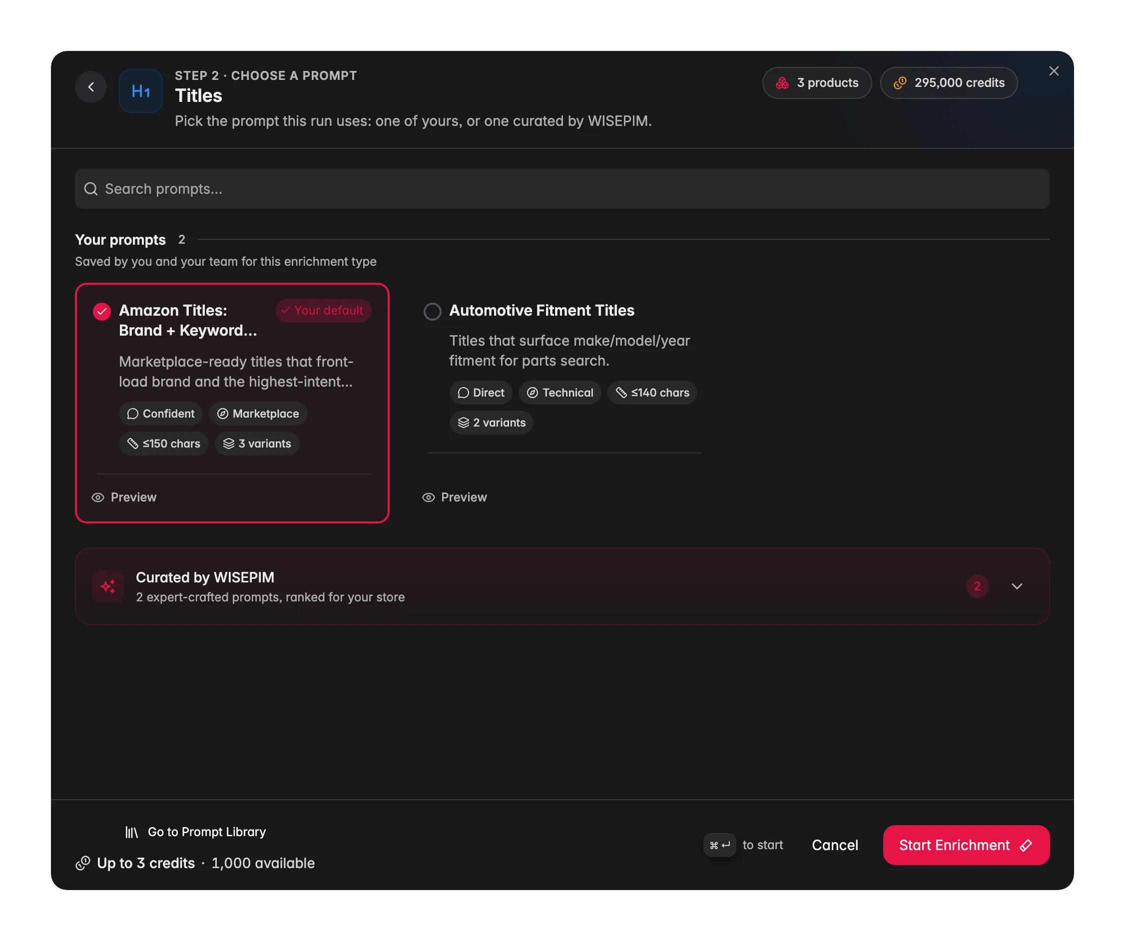 Enriching product titles with AI in WISEPIM