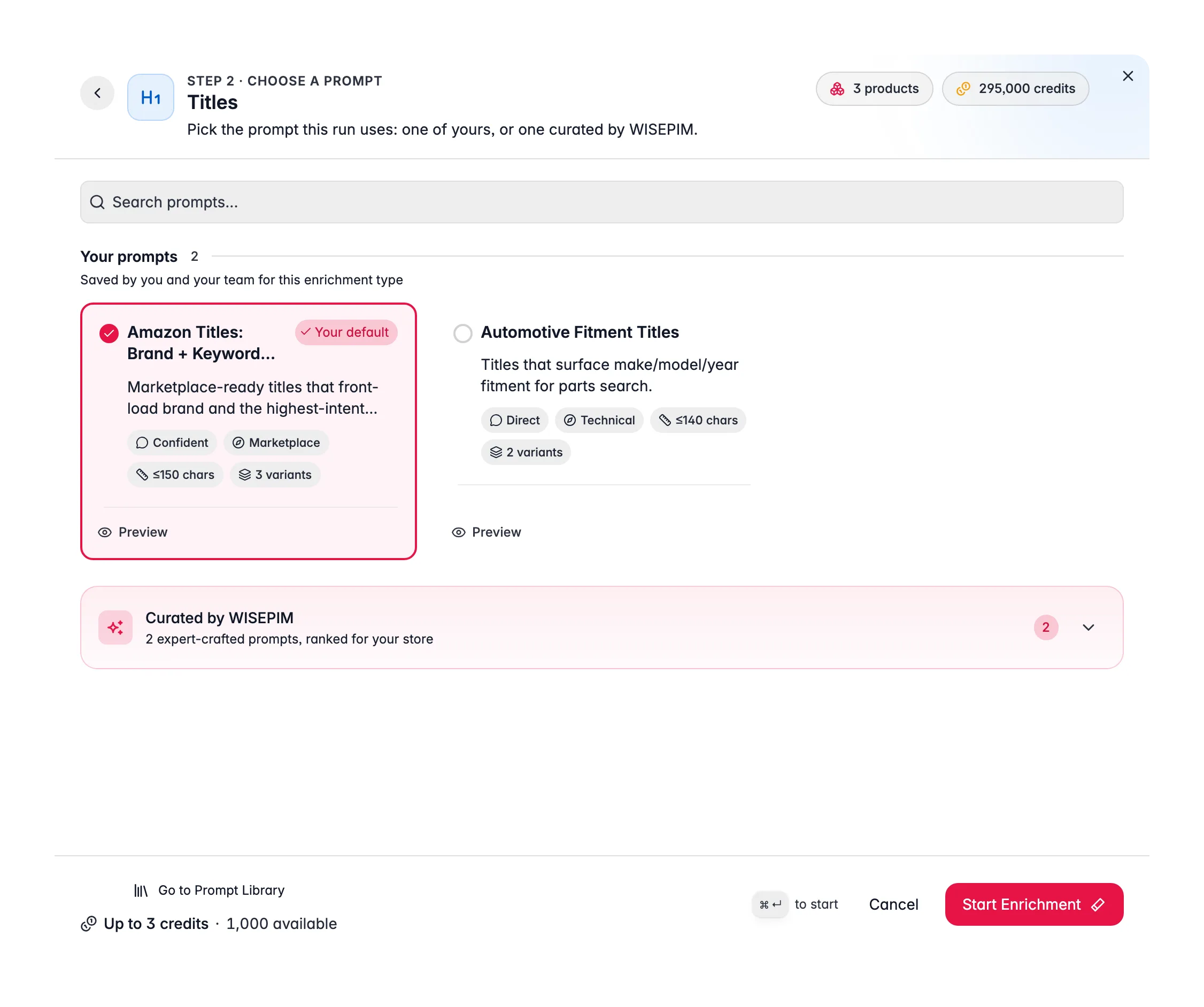 Enriching product titles with AI in WISEPIM