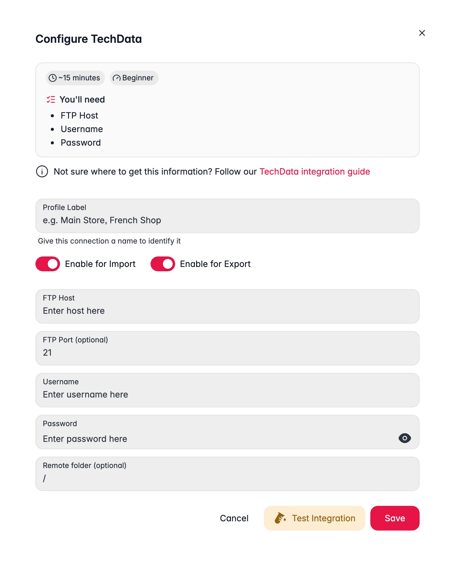 TechData mit WISEPIM verbinden - Zugangsdaten, Sprachzuordnung und ein Live-Verbindungstest