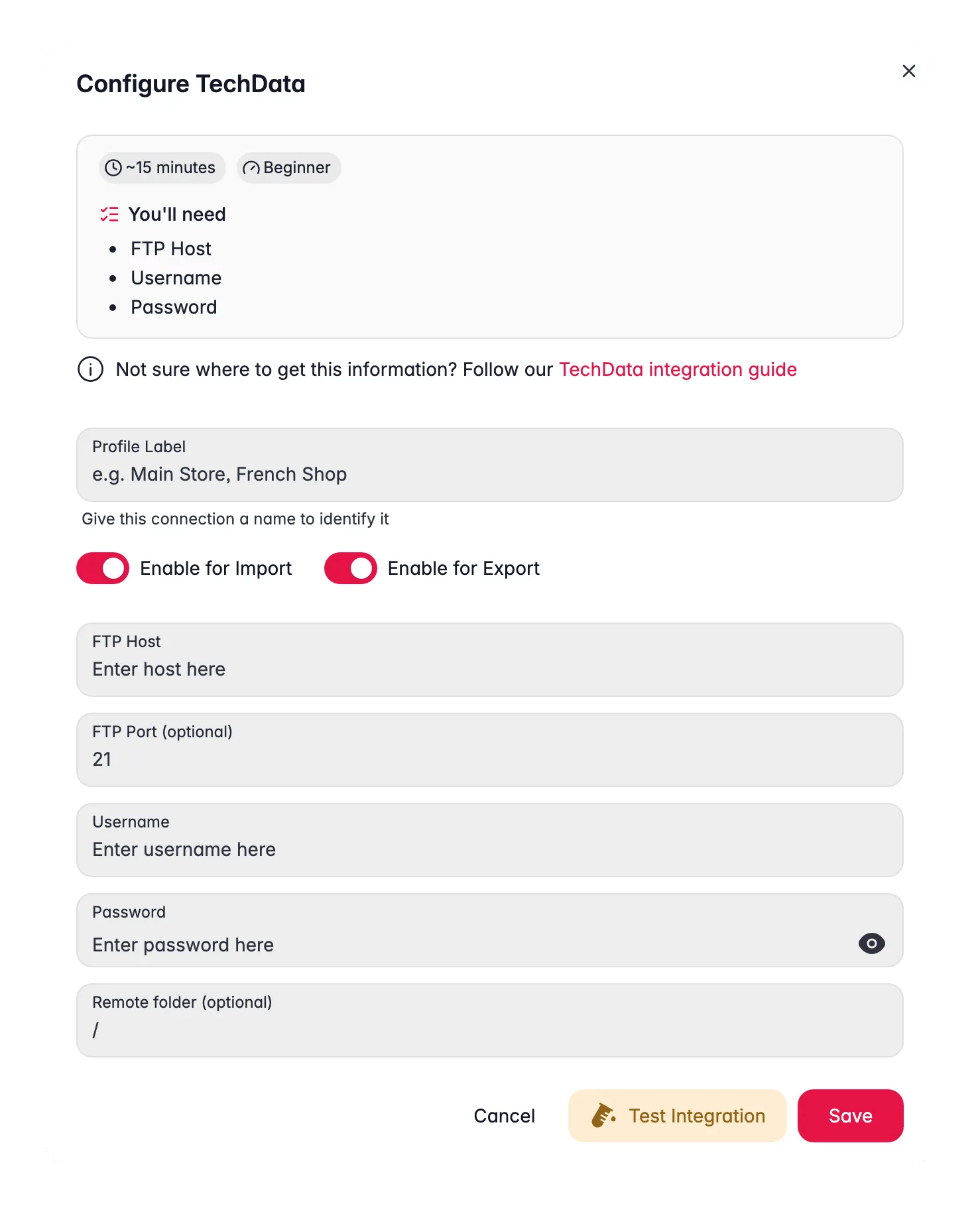 TechData mit WISEPIM verbinden - Zugangsdaten, Sprachzuordnung und ein Live-Verbindungstest
