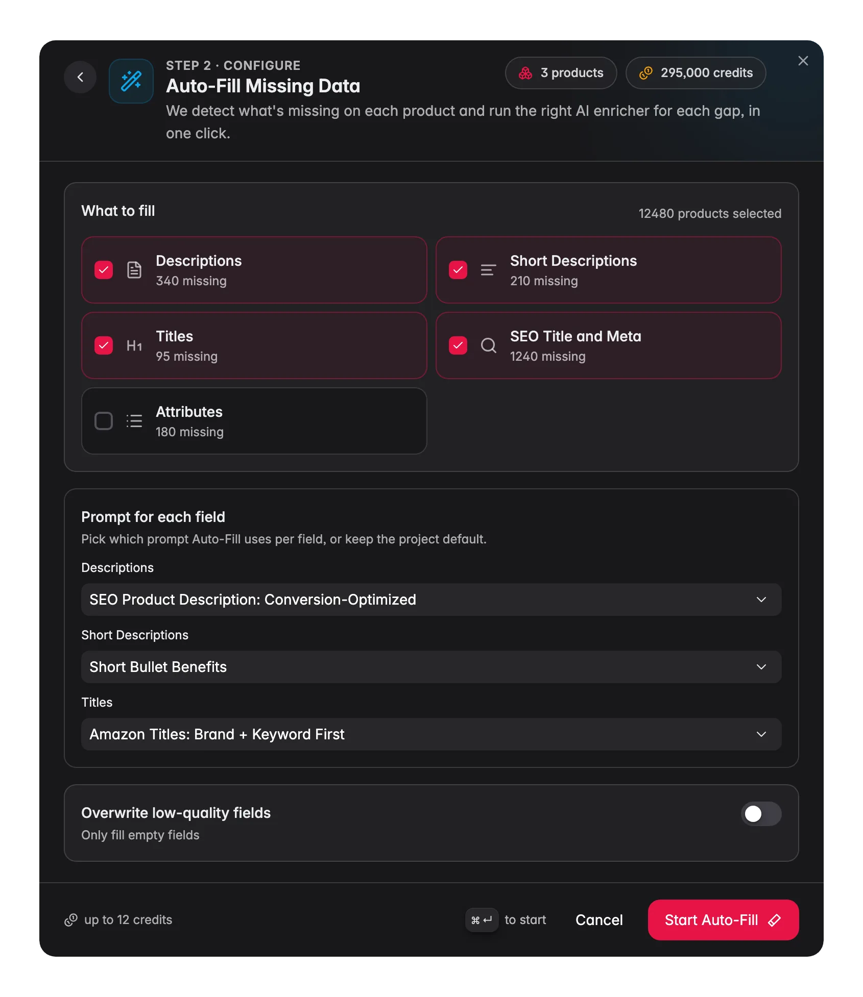 Auto-Fill missing data in WISEPIM, detects content gaps and fills them in one run