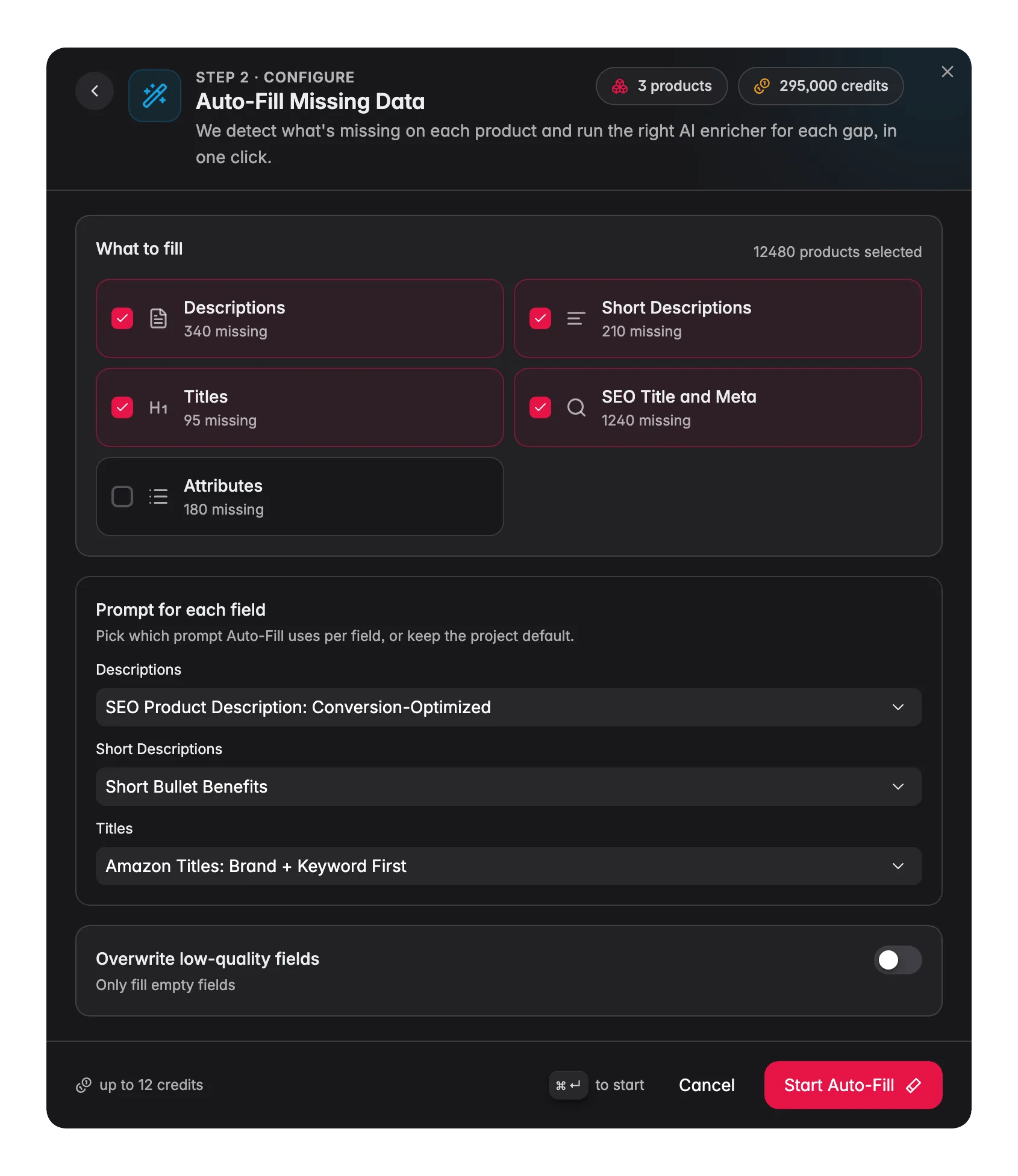 Auto-Fill missing data in WISEPIM, detects content gaps and fills them in one run