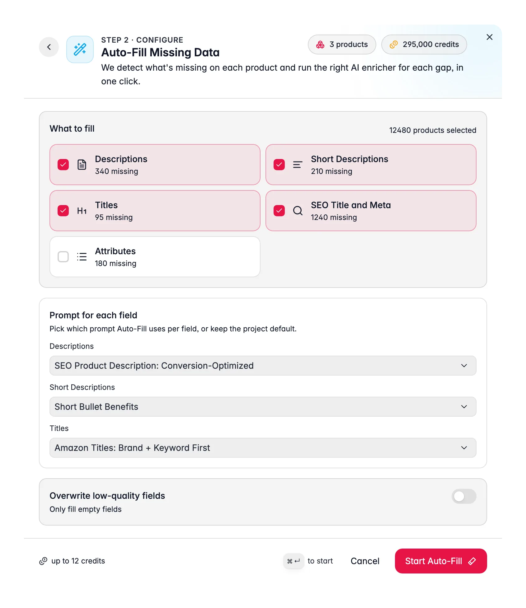 Auto-Fill missing data in WISEPIM, detects content gaps and fills them in one run