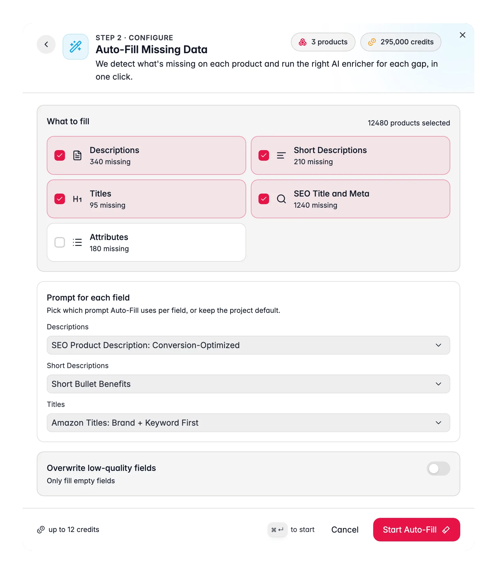 Auto-Fill missing data in WISEPIM, detects content gaps and fills them in one run