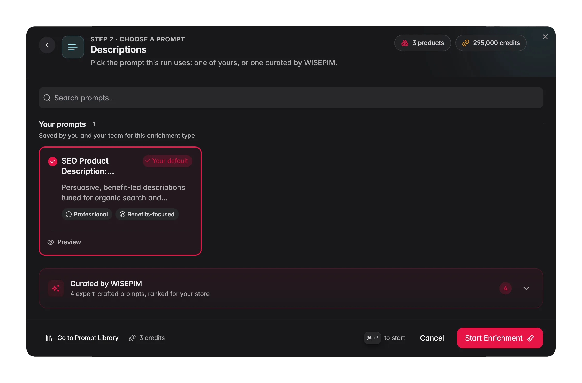 Enriching product descriptions with AI in WISEPIM