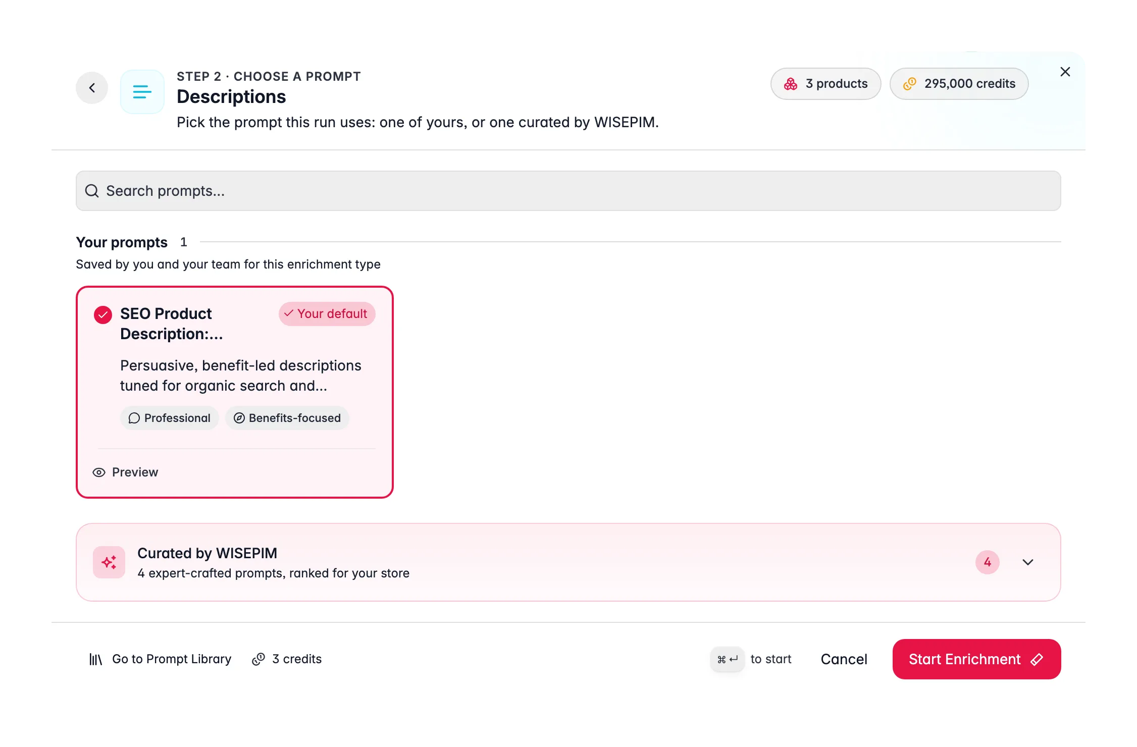 Enriching product descriptions with AI in WISEPIM