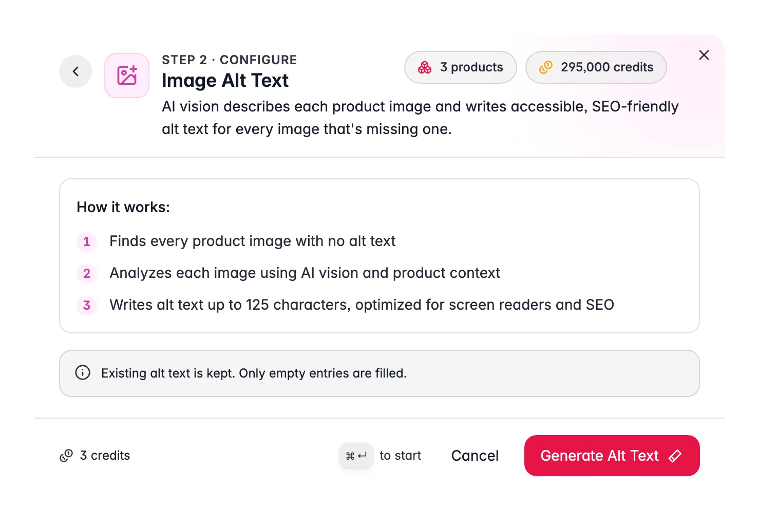 Image Alt Text enrichment in WISEPIM, AI vision writes alt text for product images