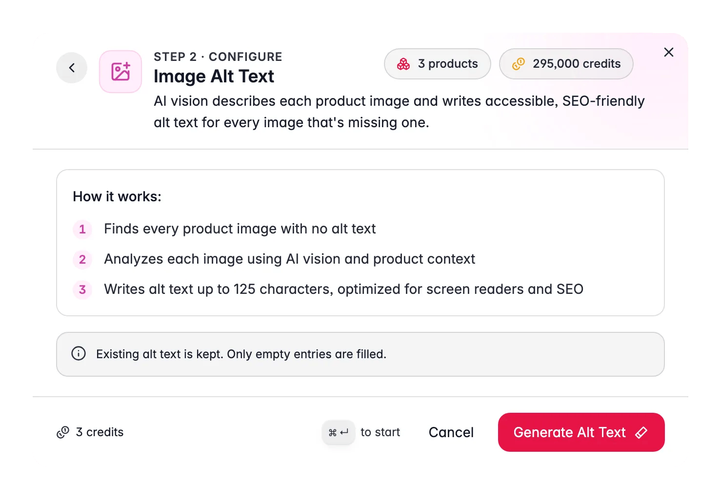 Image Alt Text enrichment in WISEPIM, AI vision writes alt text for product images