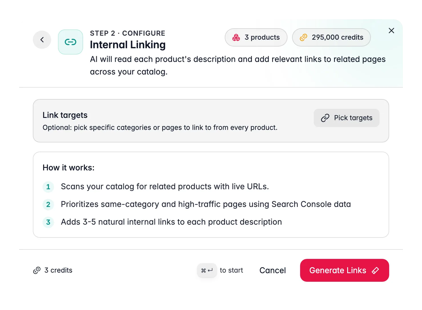 Internal Linking enrichment in WISEPIM, AI adds contextual links to product descriptions