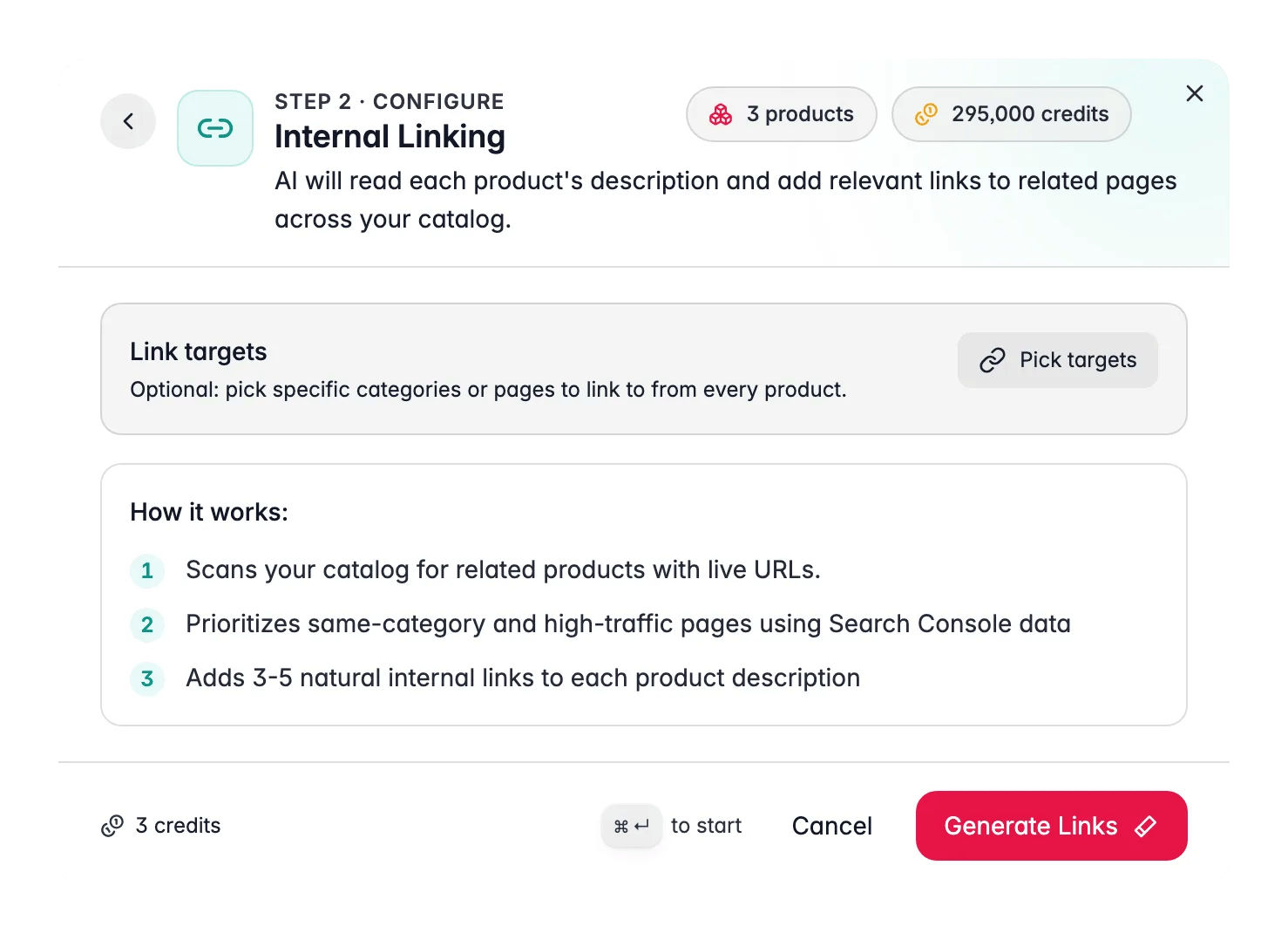 Internal Linking enrichment in WISEPIM, AI adds contextual links to product descriptions
