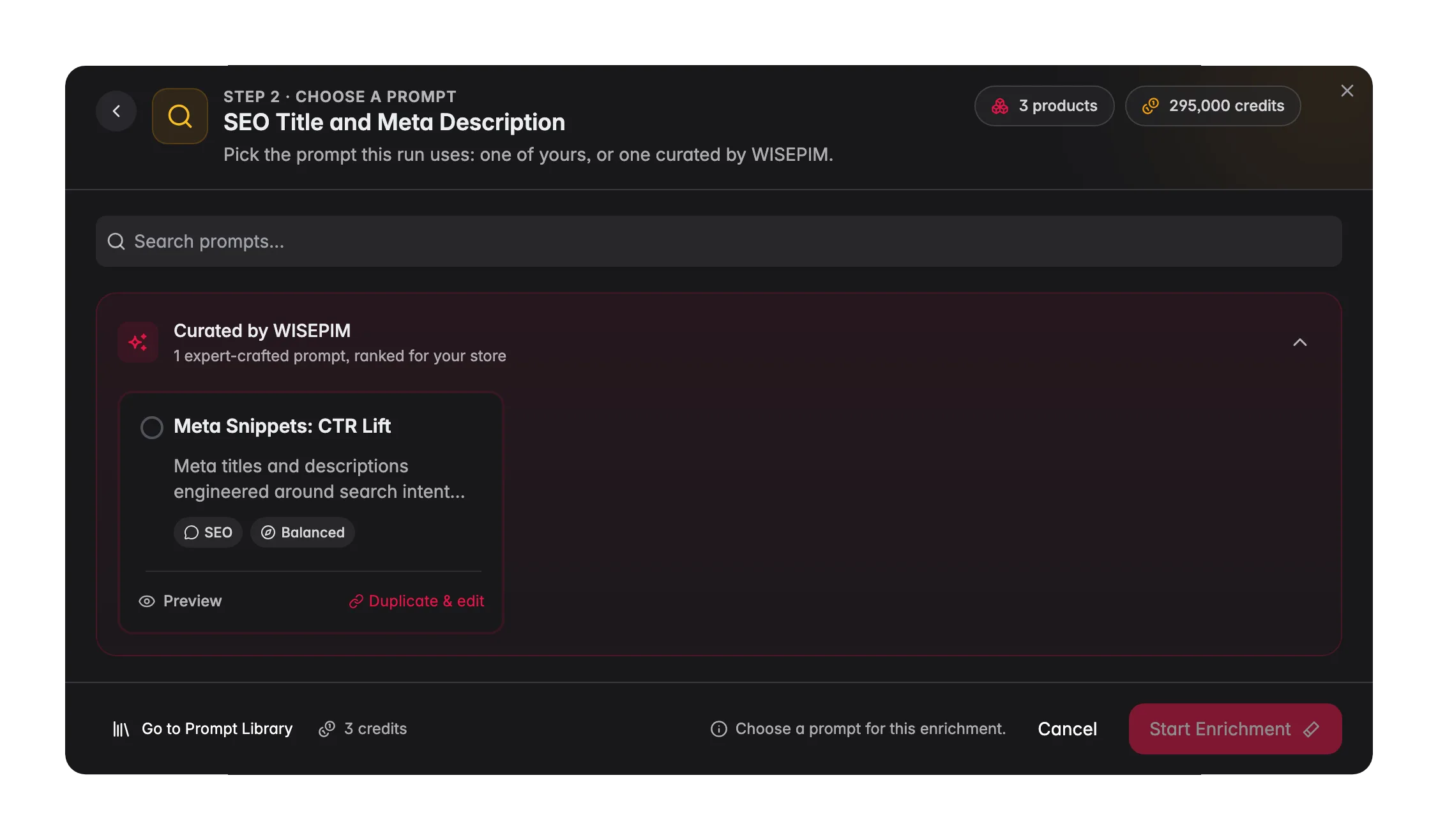 Generating SEO titles and meta descriptions with AI in WISEPIM