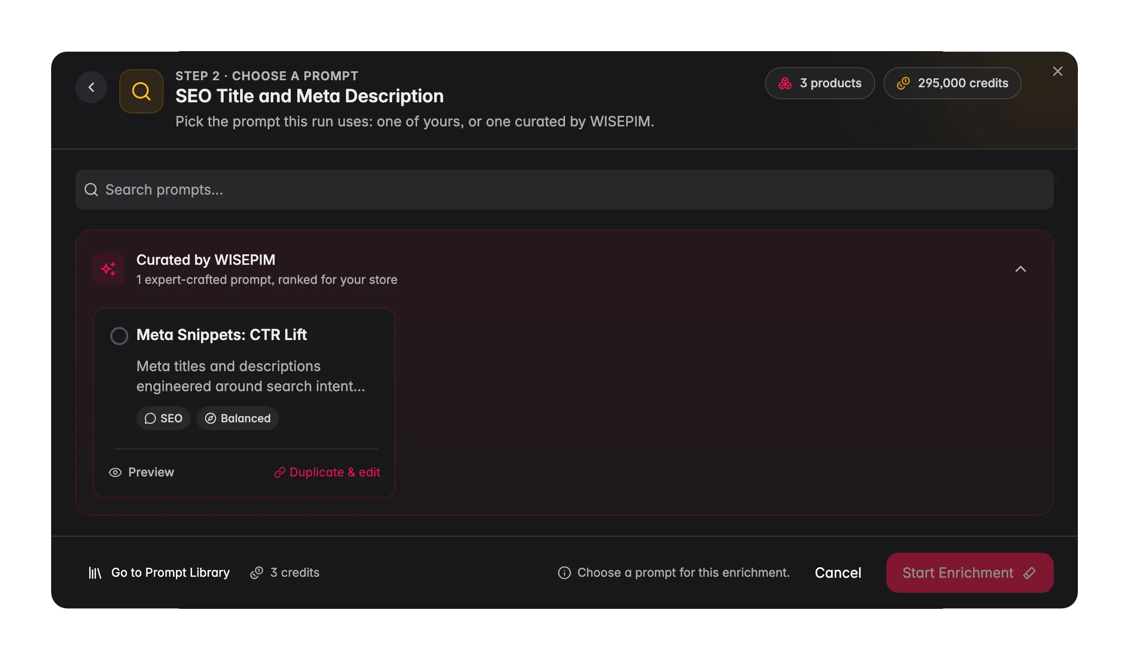 Generating SEO titles and meta descriptions with AI in WISEPIM
