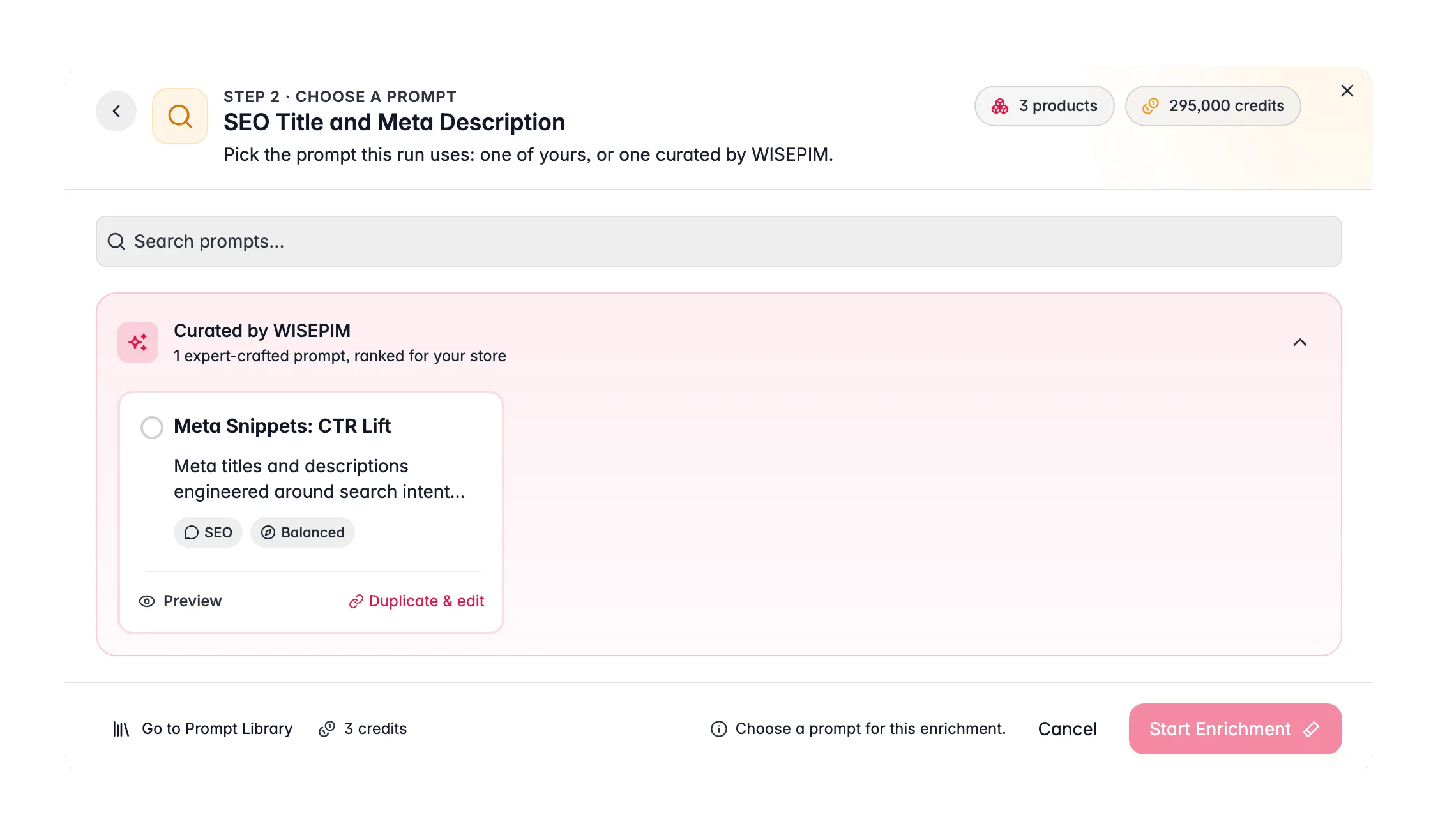 Generating SEO titles and meta descriptions with AI in WISEPIM