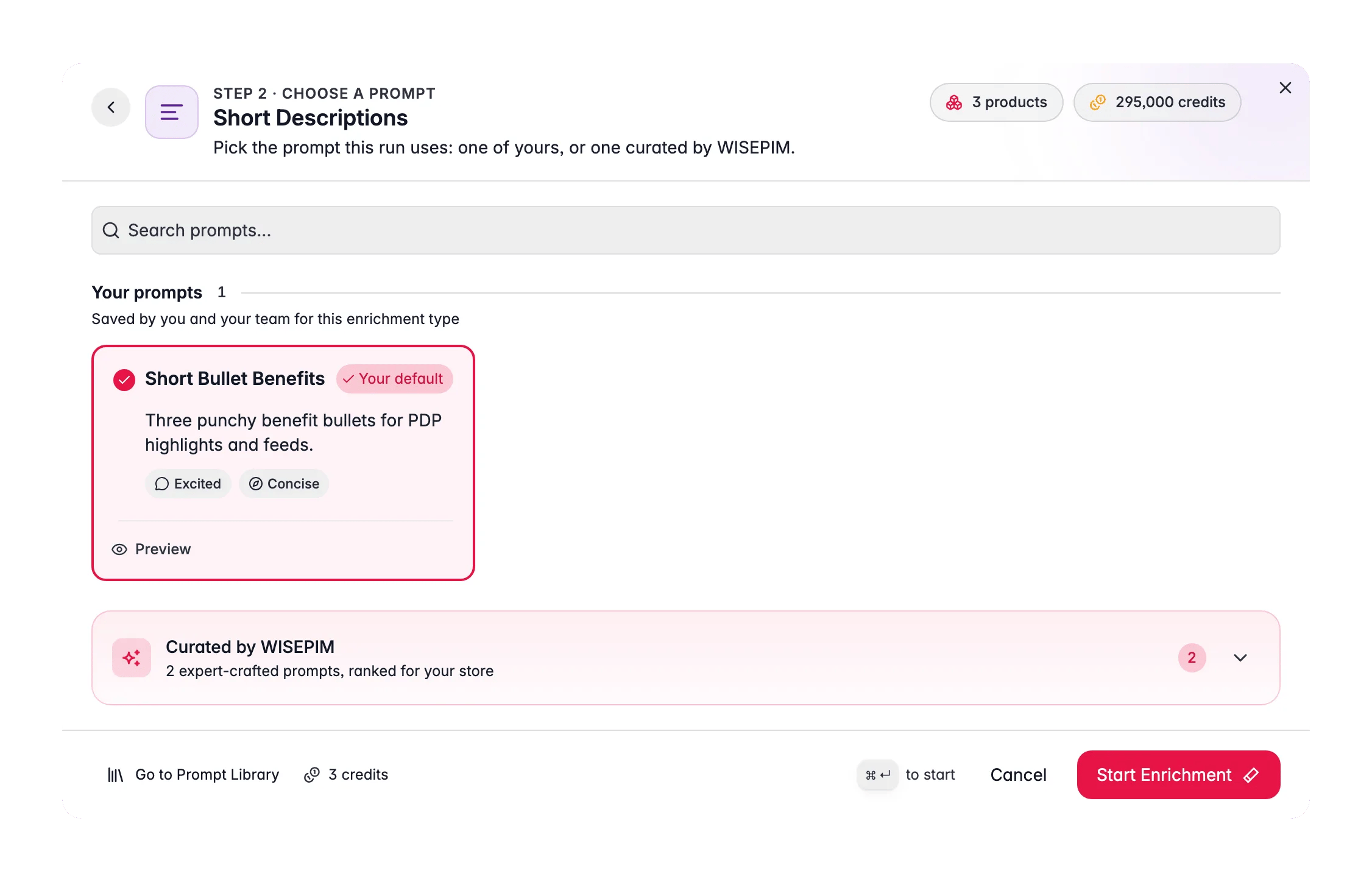 Enriqueciendo descripciones cortas de producto con AI en WISEPIM