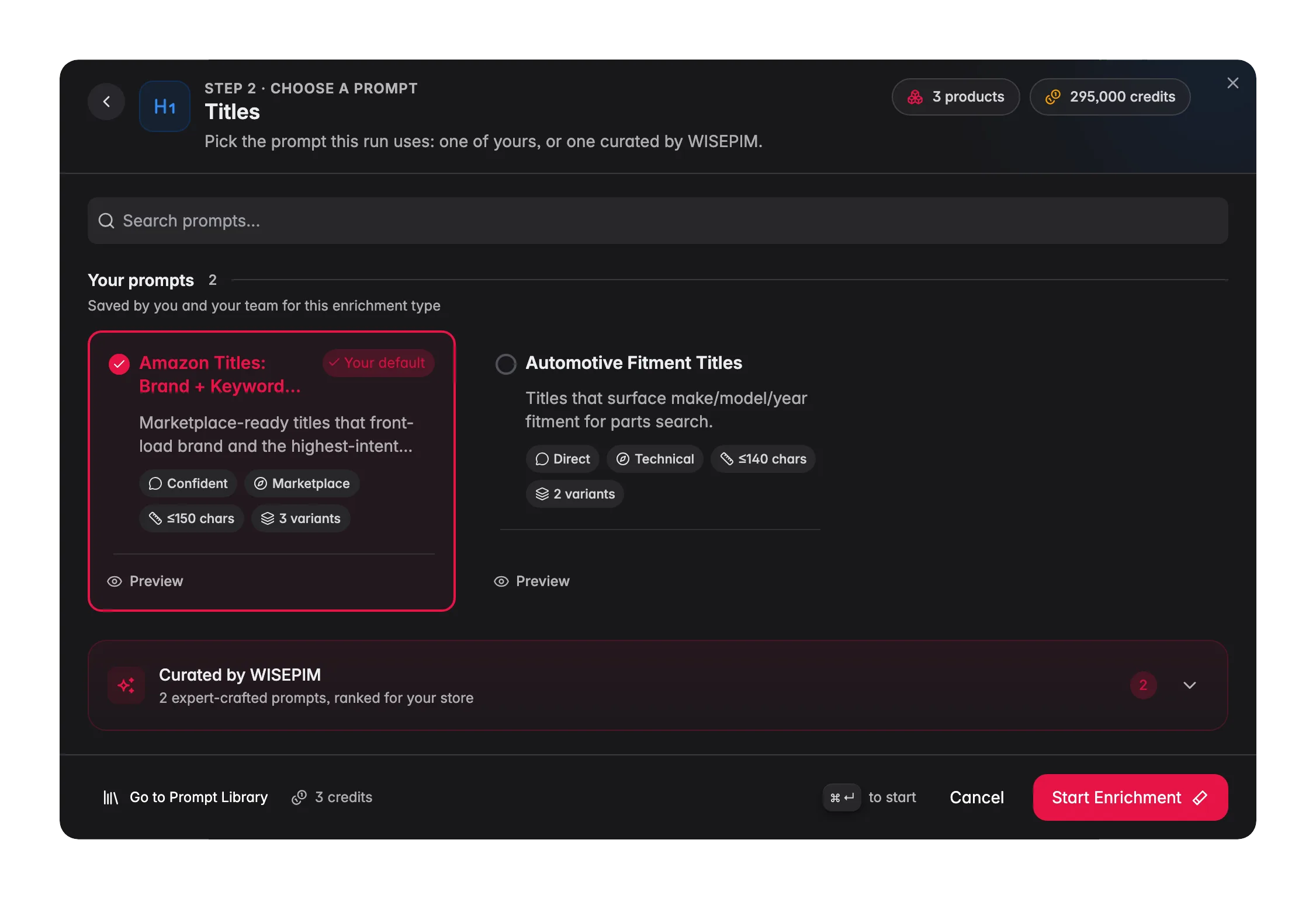 Enriching product titles with AI in WISEPIM