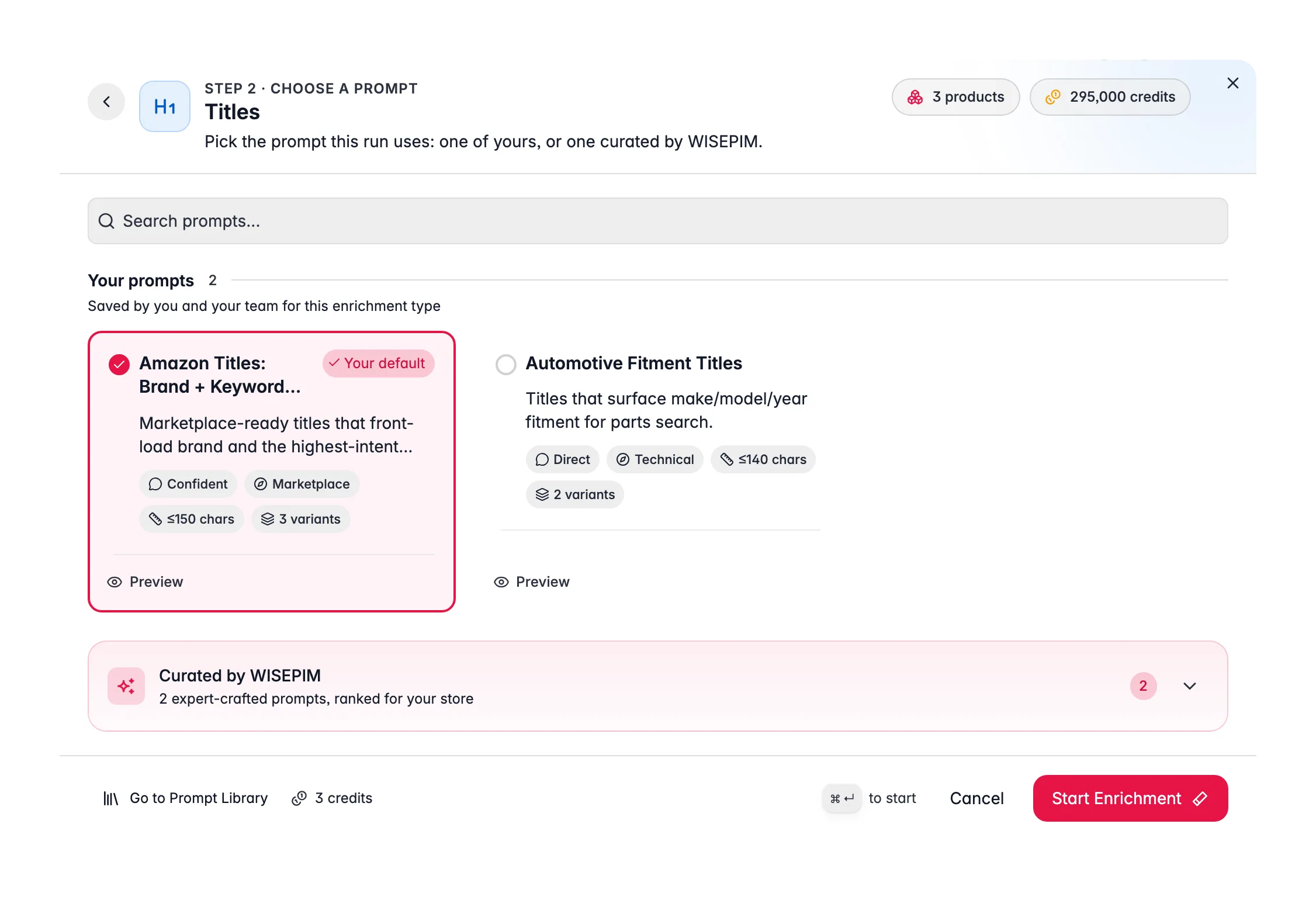 Enriching product titles with AI in WISEPIM