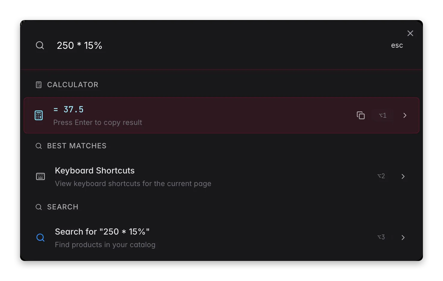 WISEPIM command menu evaluating a math expression inline, with the result ready to copy