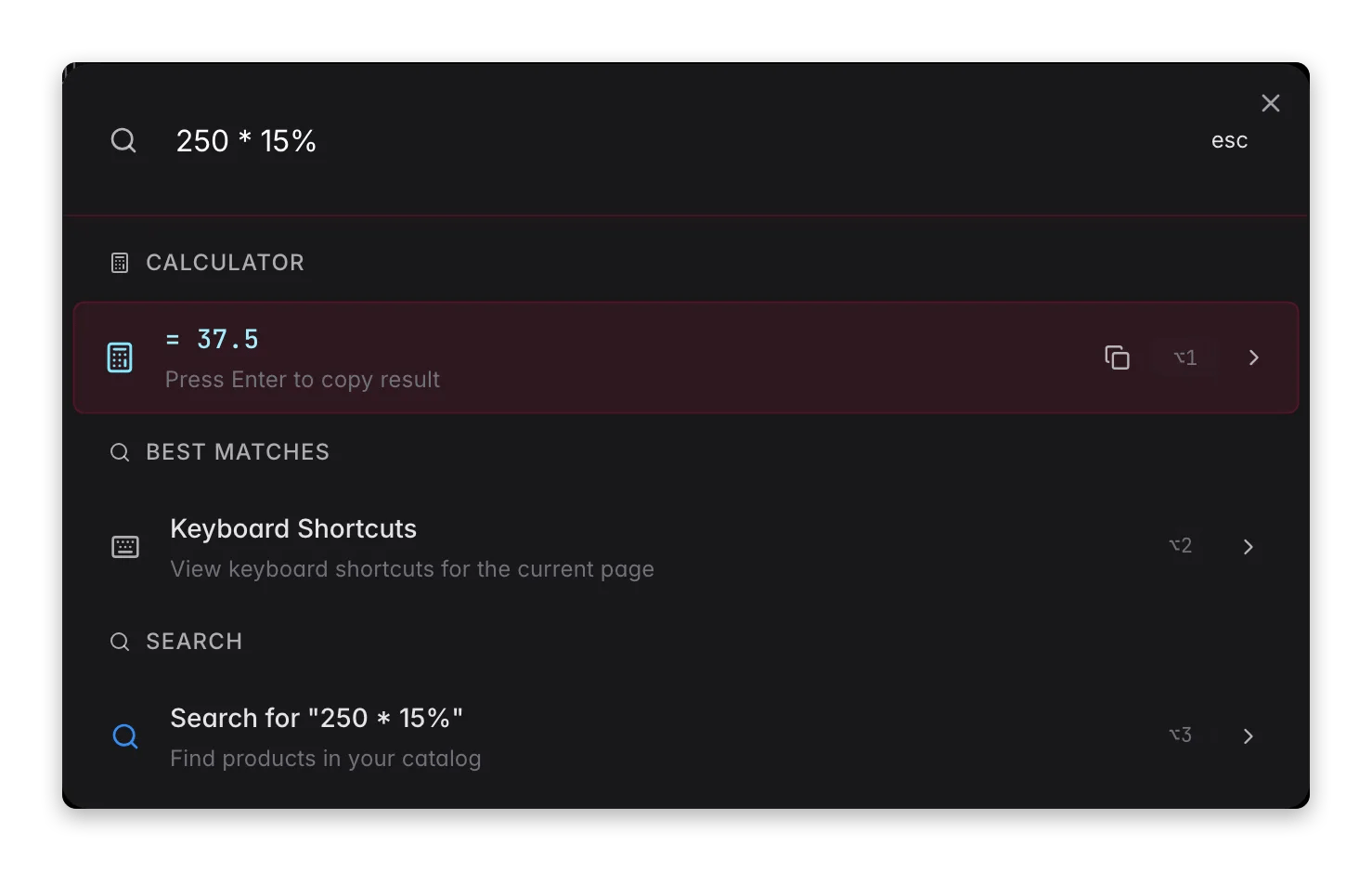WISEPIM command menu evaluating a math expression inline, with the result ready to copy