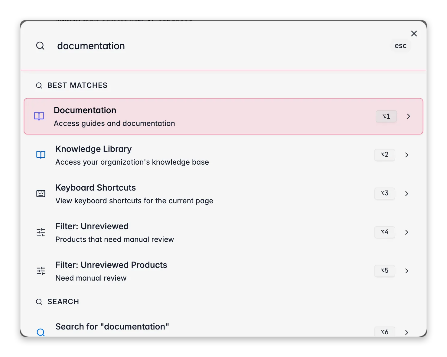 WISEPIM command menu with the Documentation action that opens help for the current page