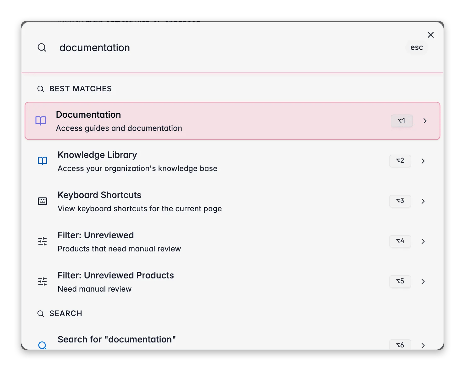 WISEPIM command menu with the Documentation action that opens help for the current page
