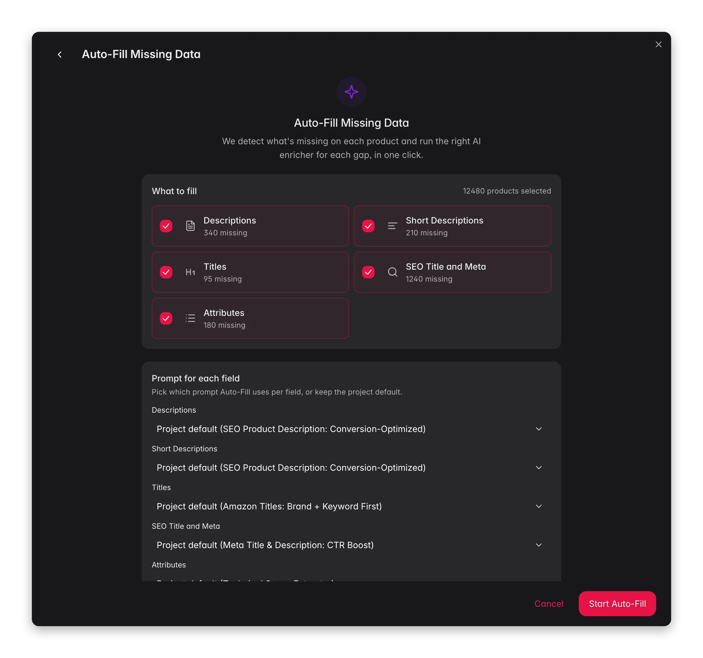 Auto-Fill missing data in WISEPIM, detects content gaps and fills them in one run