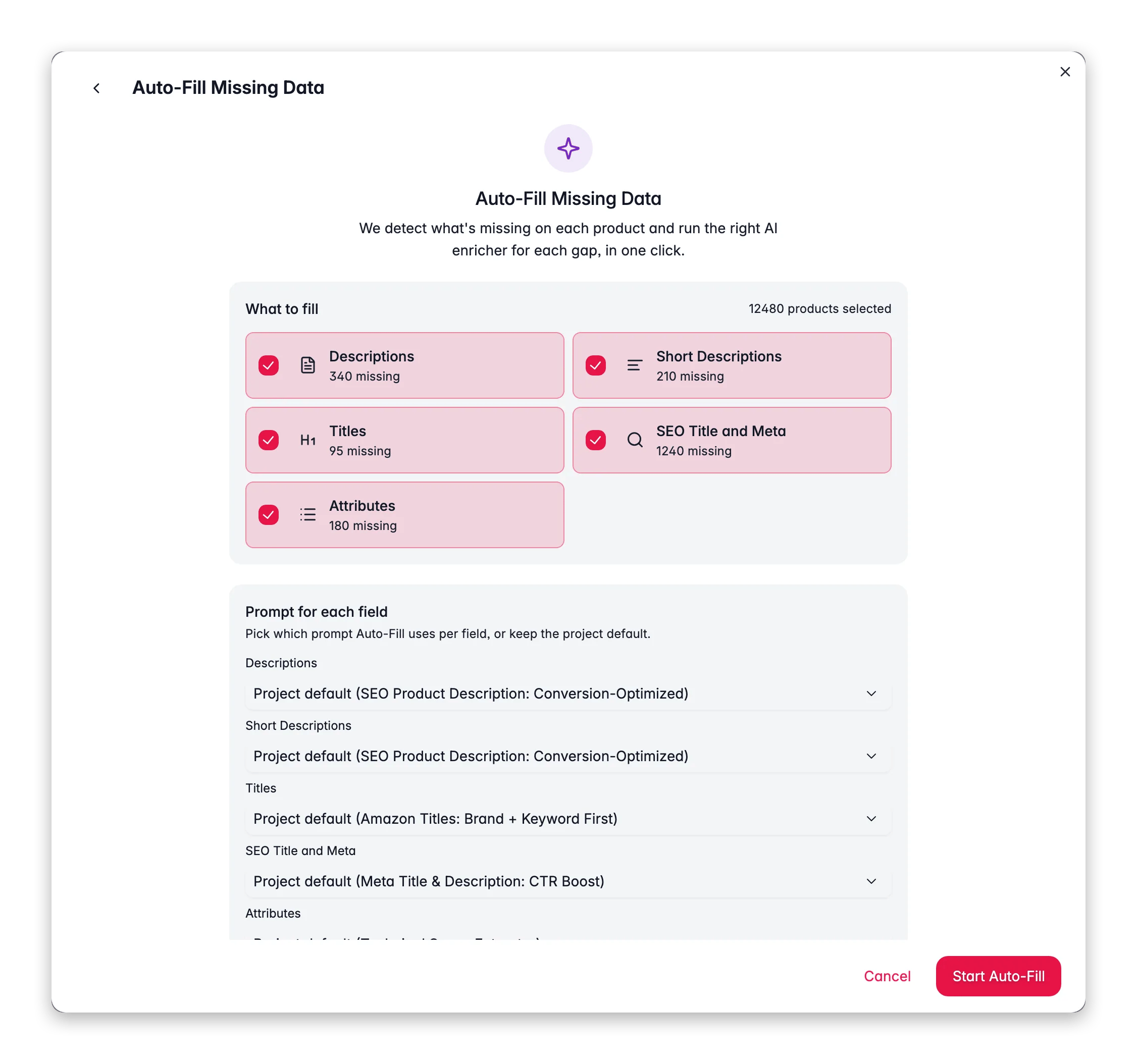 Auto-Fill missing data in WISEPIM, detects content gaps and fills them in one run