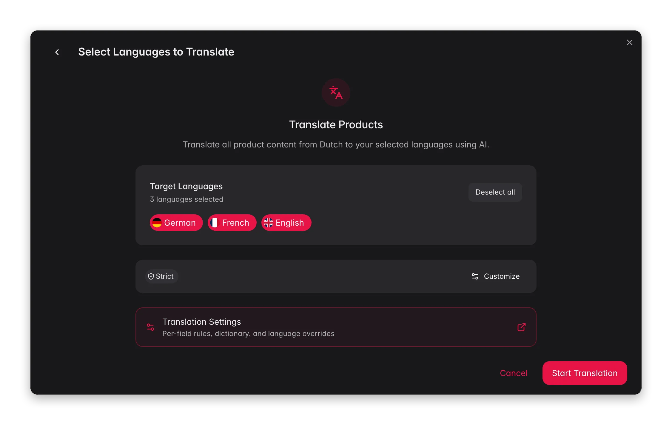 Enriching products with AI, translation in WISEPIM