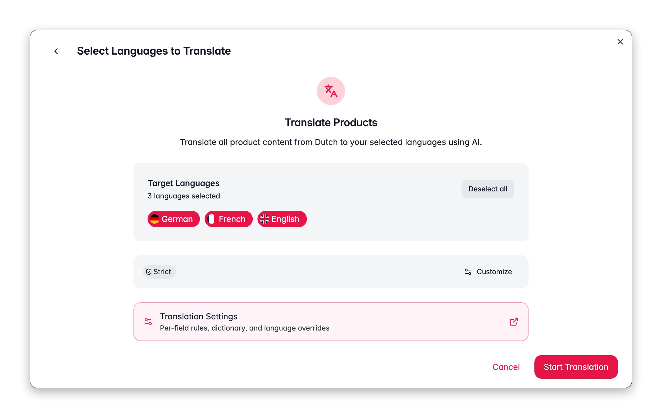 Enriching products with AI, translation in WISEPIM