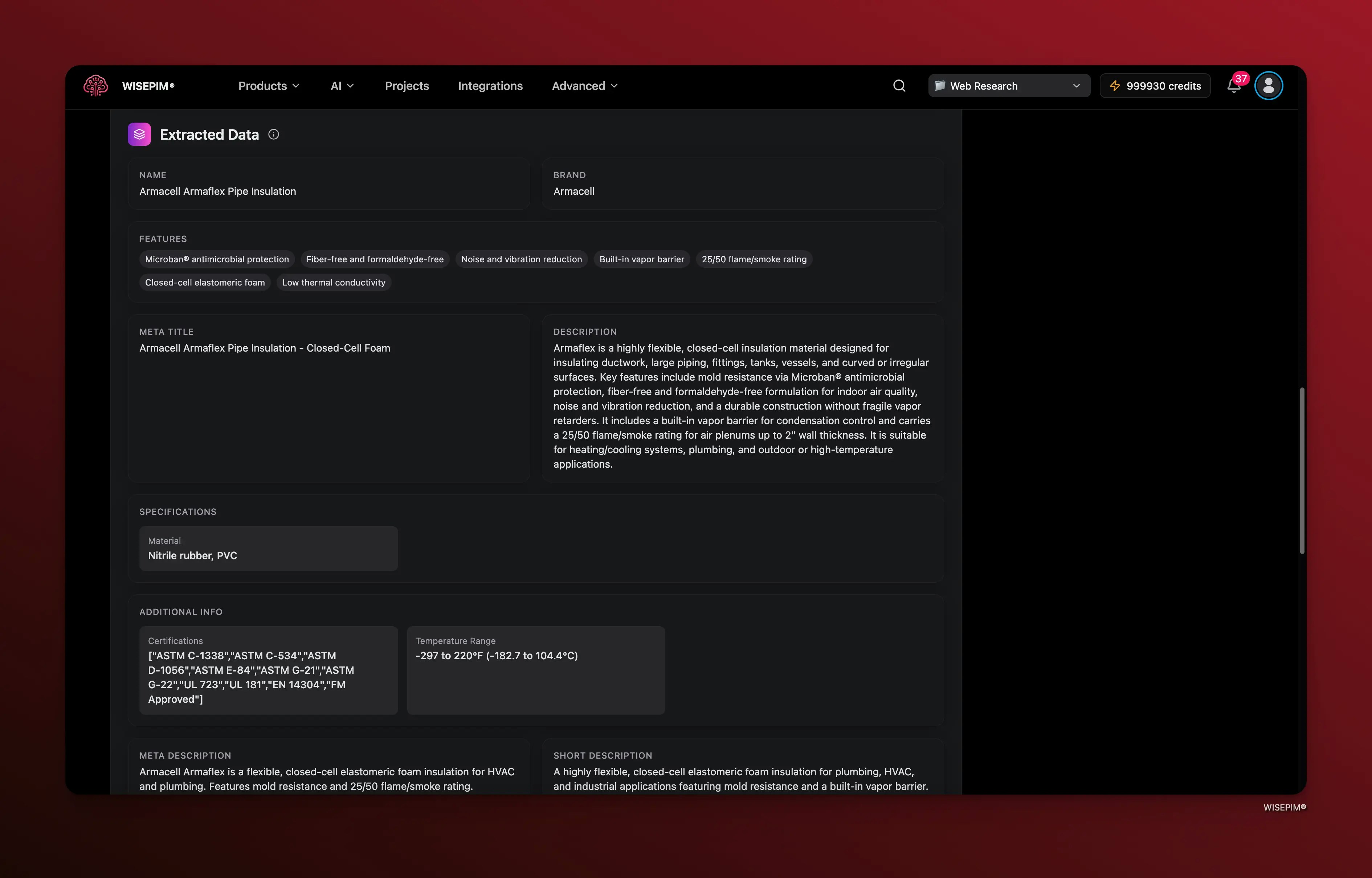 Web Research results with source comparison and approval options