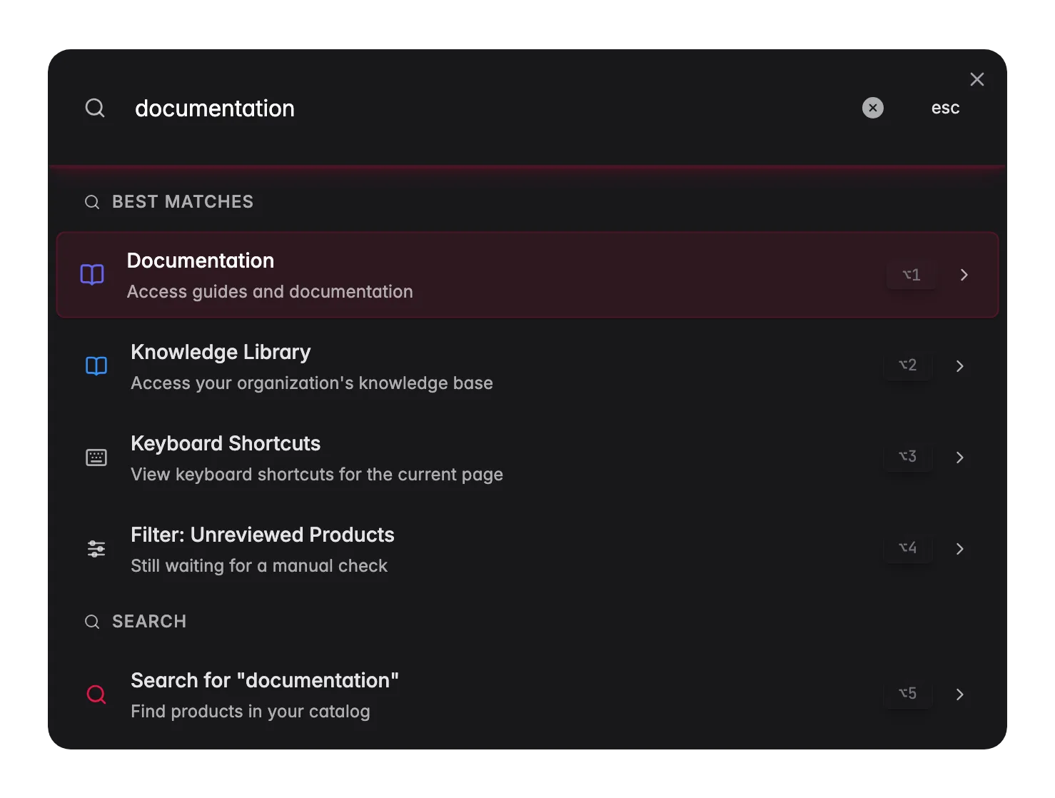 El menú de comandos de WISEPIM con la acción Documentación que abre la ayuda de la página actual