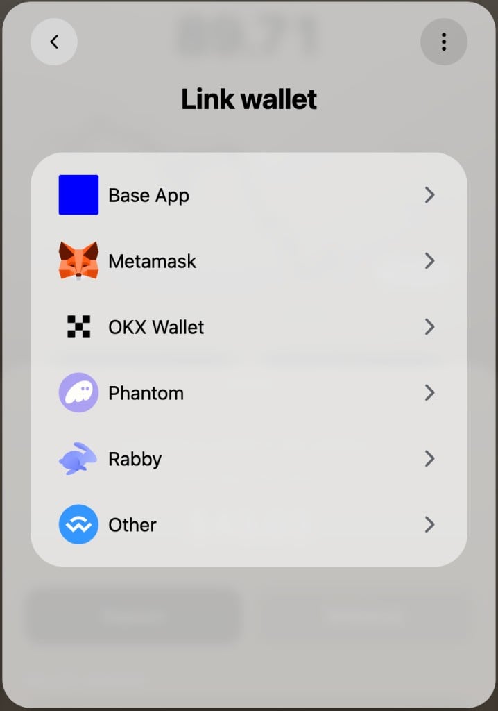 Link wallet picker