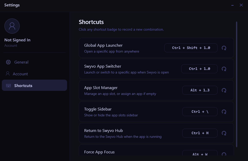 Shortcuts Settings New